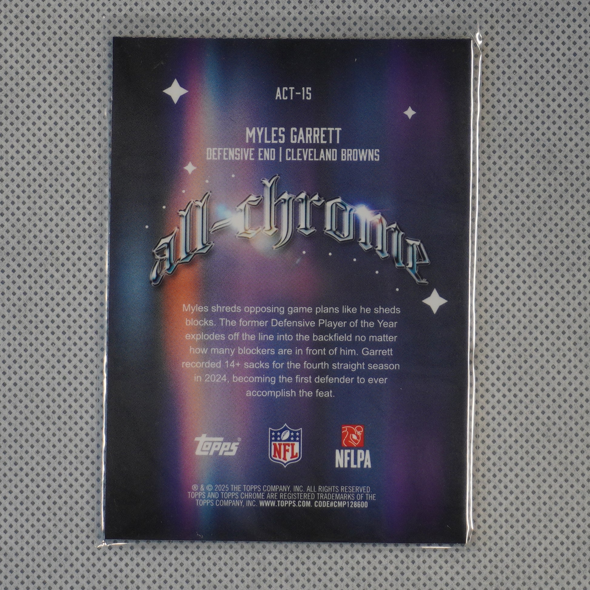 2025 Topps Chrome #ACT-15 Myles Garrett All Chrome Team Cleveland Browns