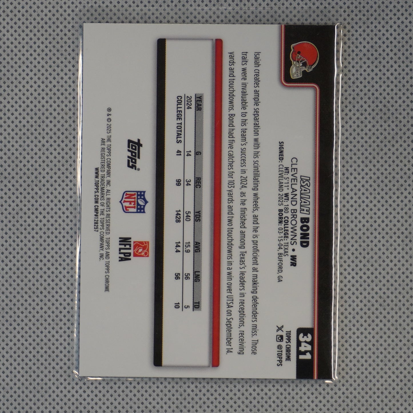 2025 Topps Chrome #341 Isaiah Bond Cleveland Browns RC