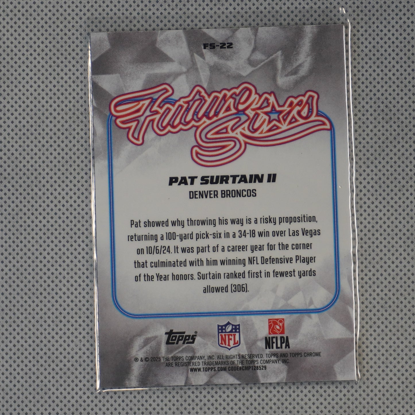 2025 Topps Chrome #FS-22 Patrick Surtain II Future Stars : Running Denver Broncos