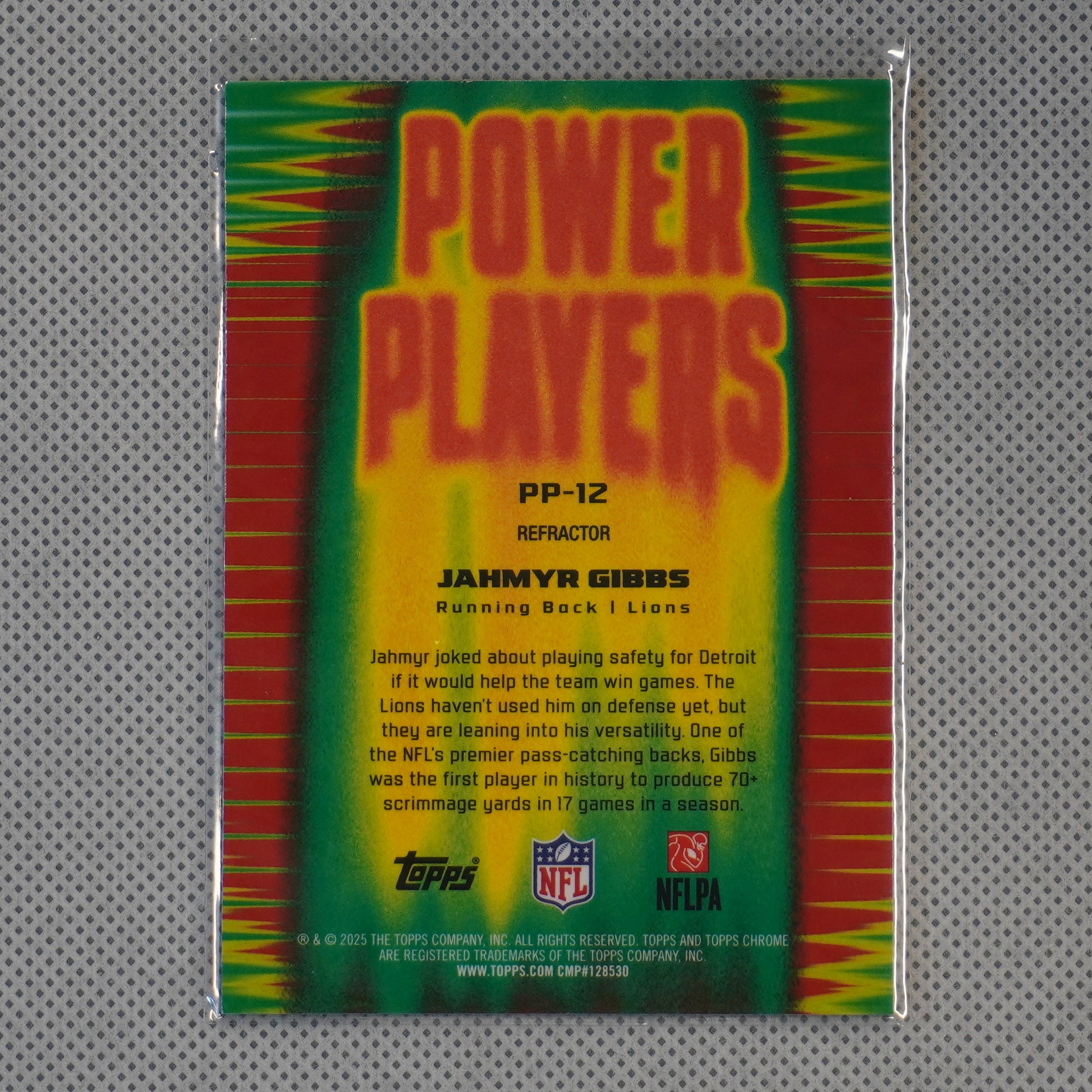 2025 Topps Chrome #PP-12 Jahmyr Gibbs Power Players Refractor Detroit Lions