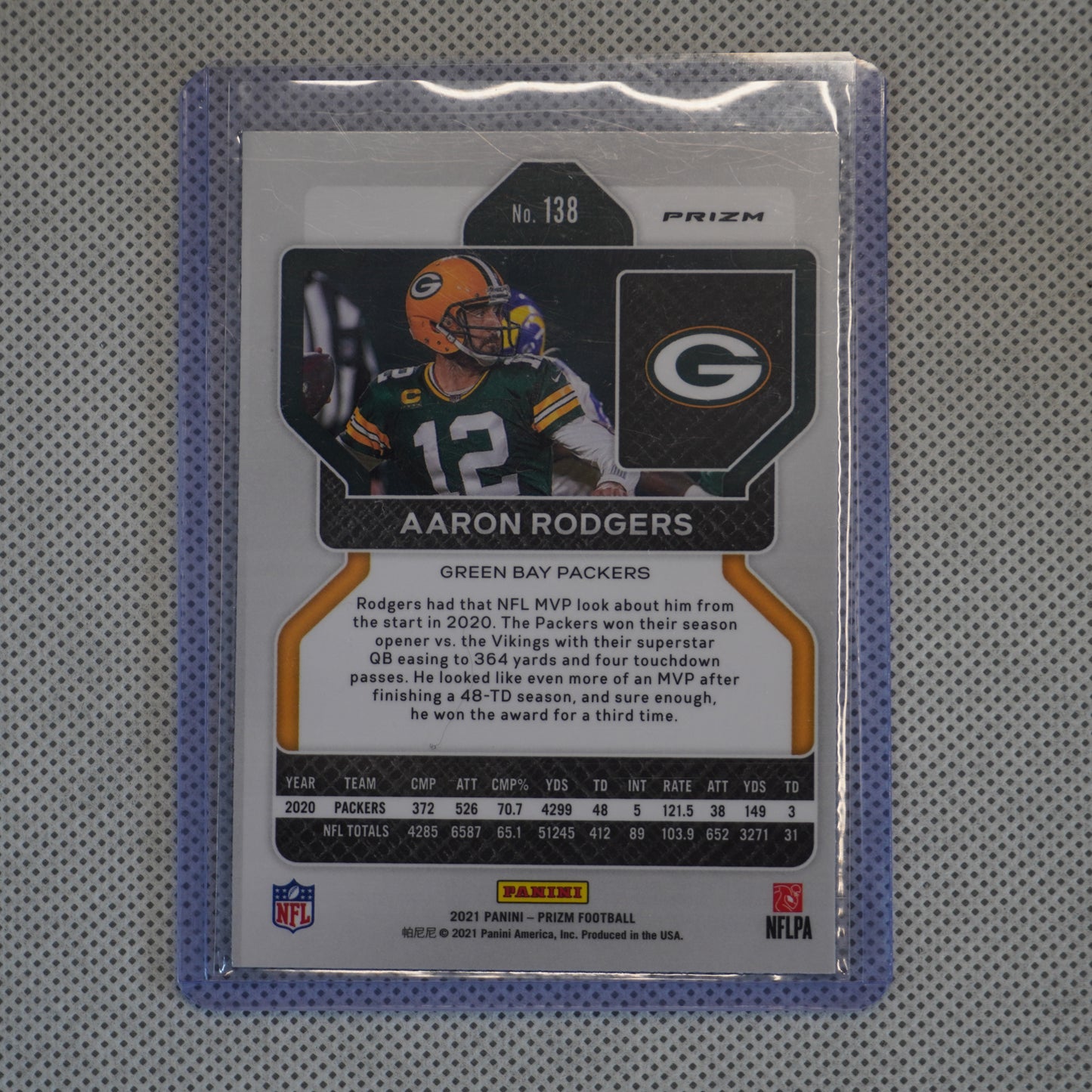 2021 Panini Prizm #138 Aaron Rodgers Green Green Bay Packers