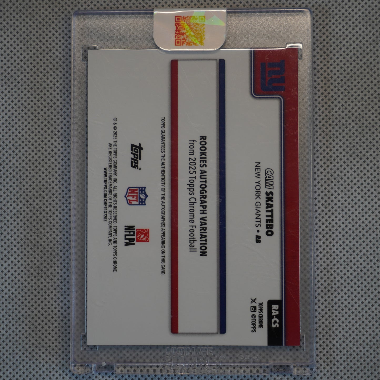 2025 Topps Chrome #RA-CS Cam Skattebo Chrome Rookie Autographs New York Giants AU
