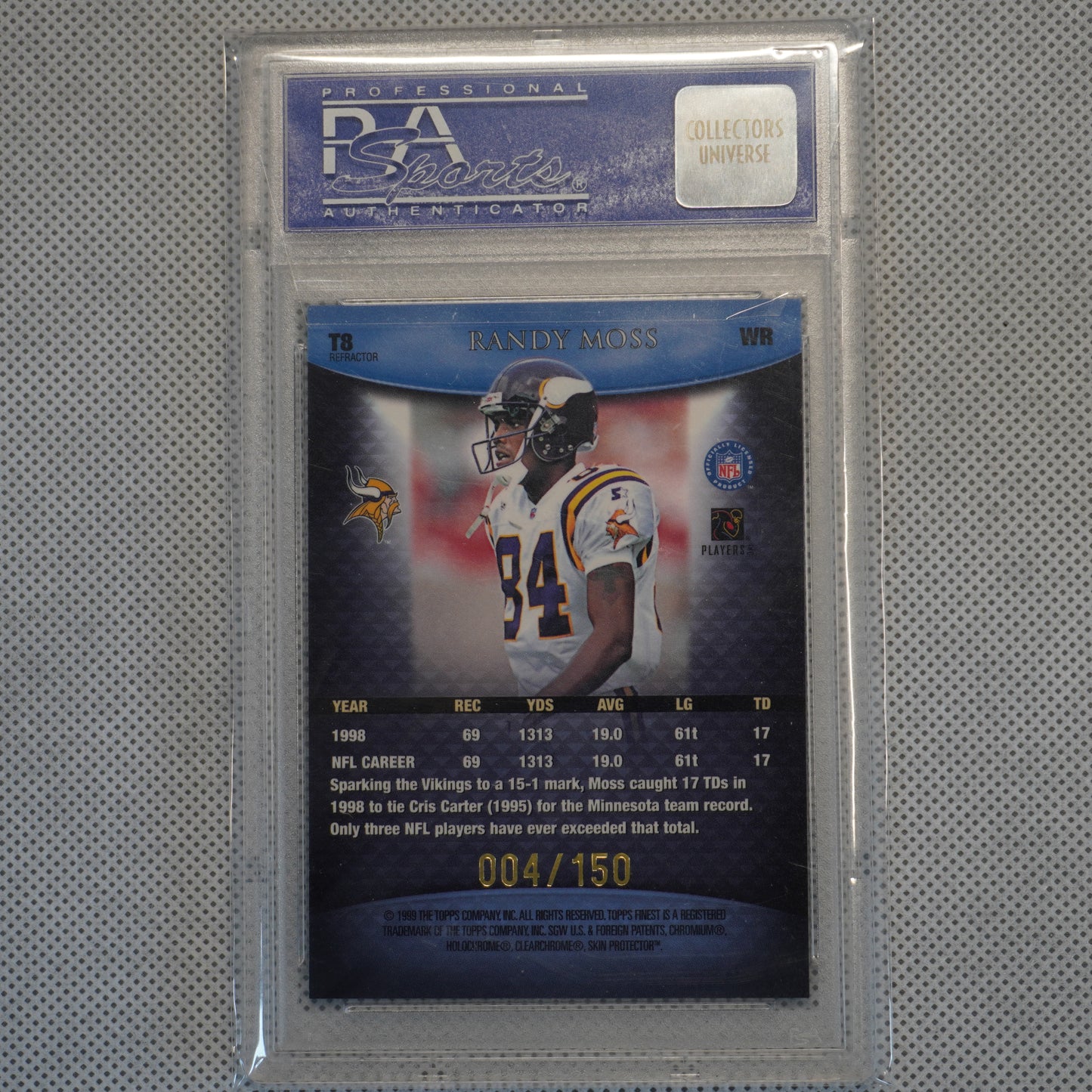 1999 Finest #T8 Randy Moss Team Finest Refractors PSA 9 #/150 Minnesota Vikings SN