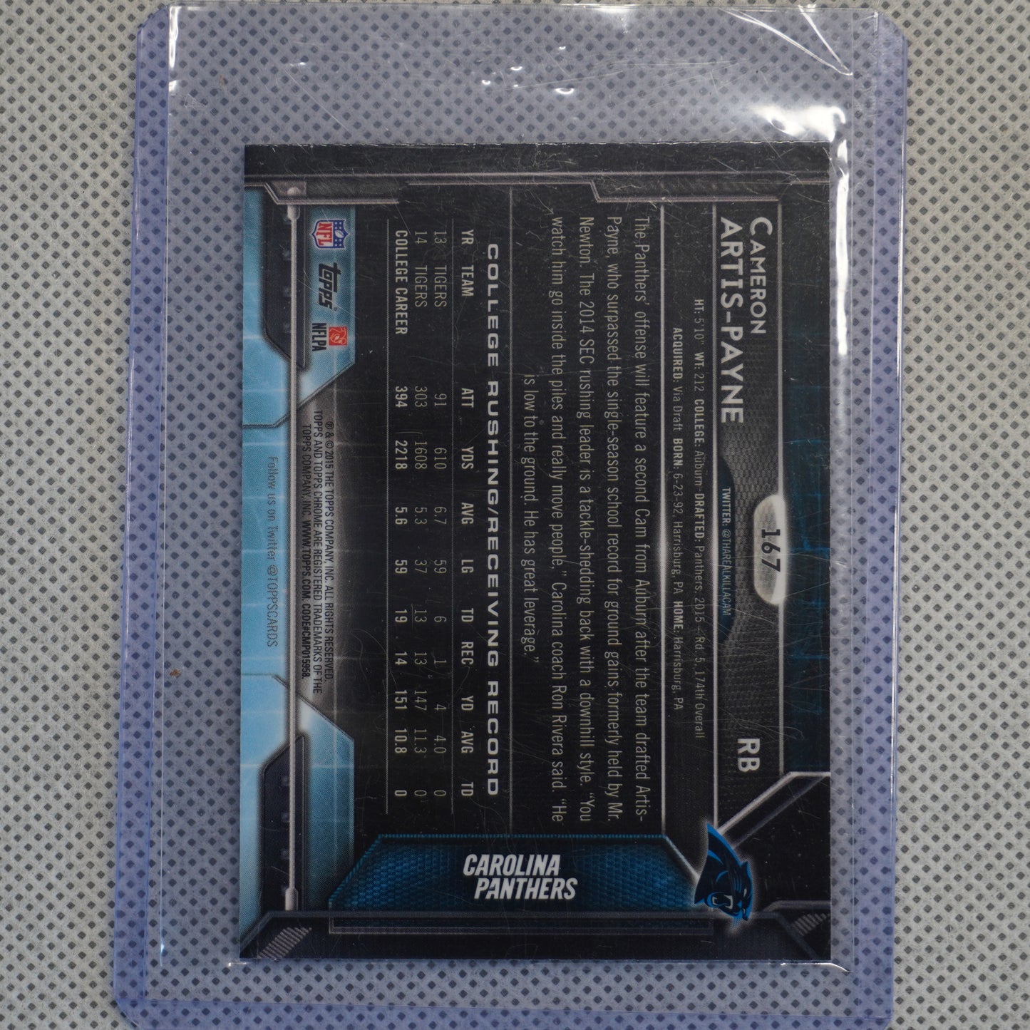 2015 Topps Chrome Mini #167 Cameron Artis-Payne Refractors Carolina Panthers RC