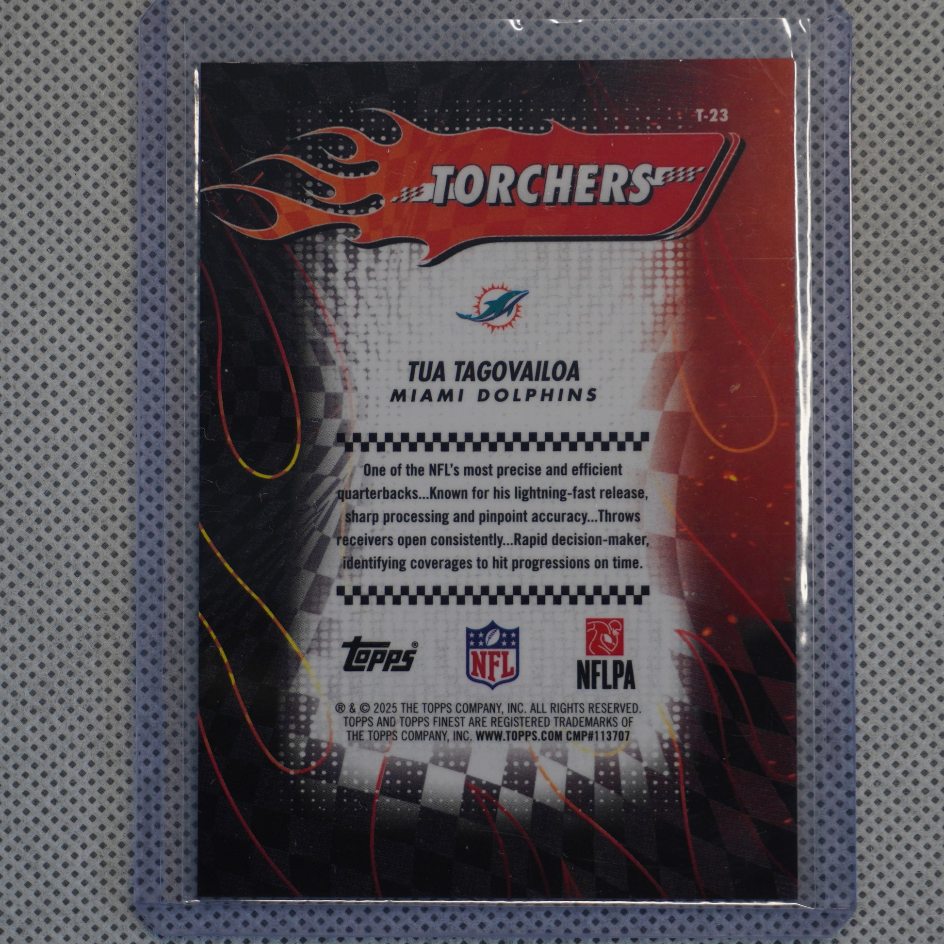 2025 Finest #T-23 Tua Tagovailoa Torchers Gold Refractor #/50 Miami Dolphins SN