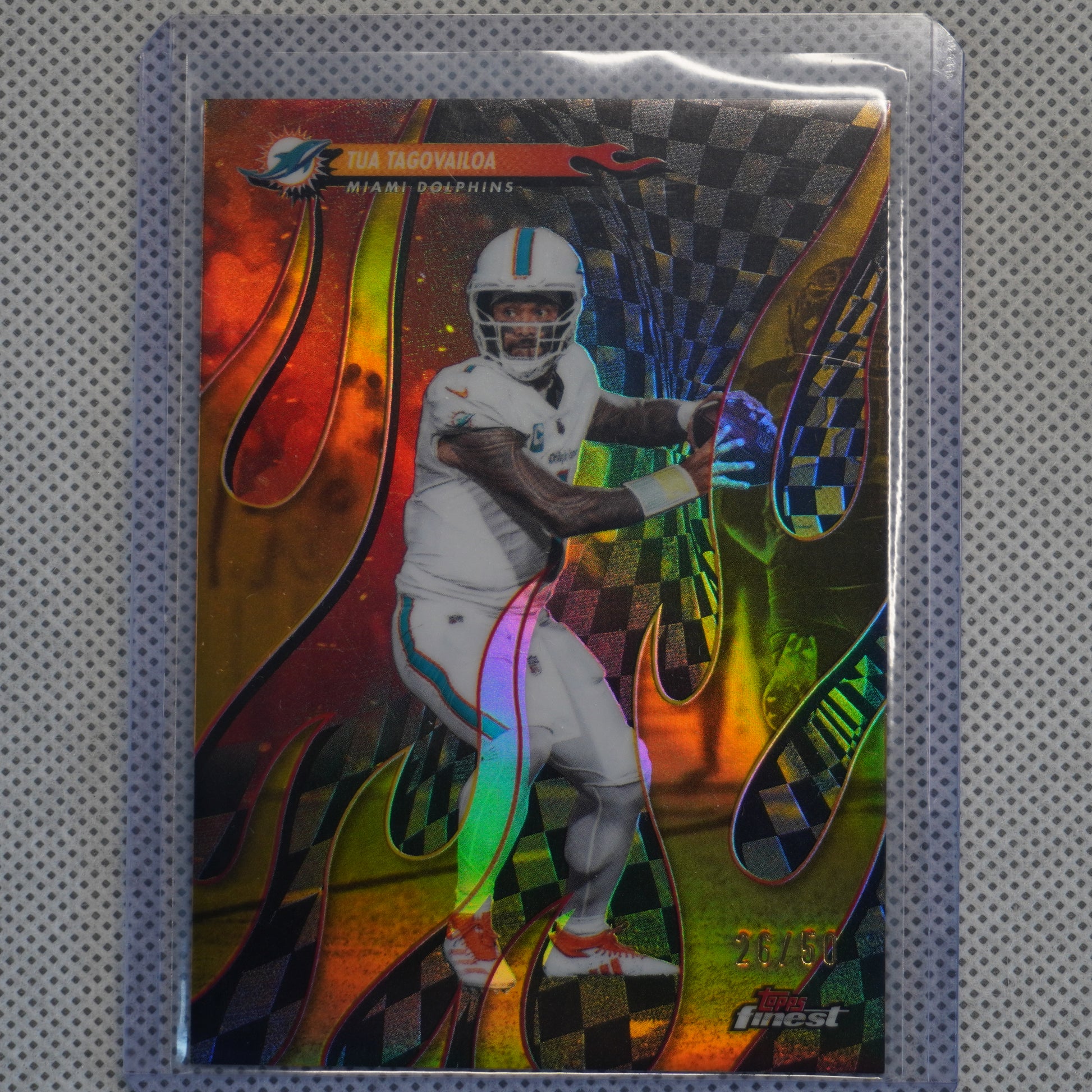 2025 Finest #T-23 Tua Tagovailoa Torchers Gold Refractor #/50 Miami Dolphins SN