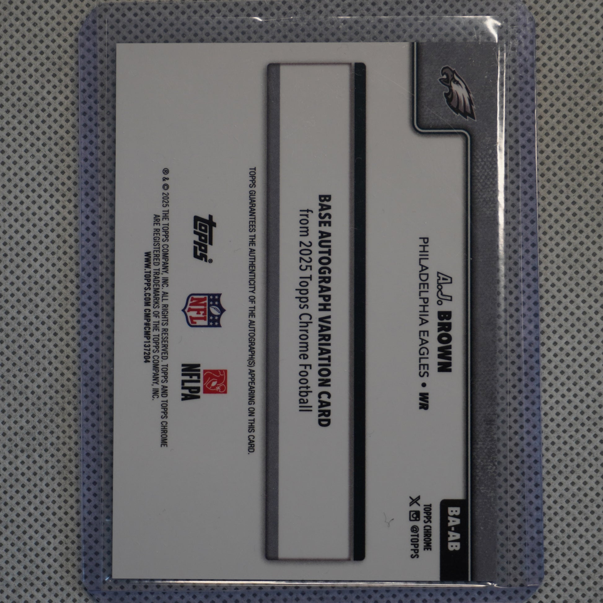 2025 Topps Chrome #BA-AB A.J. Brown Chrome Autographs Teal Refractor #/299 Philadelphia Eagles SN,AU