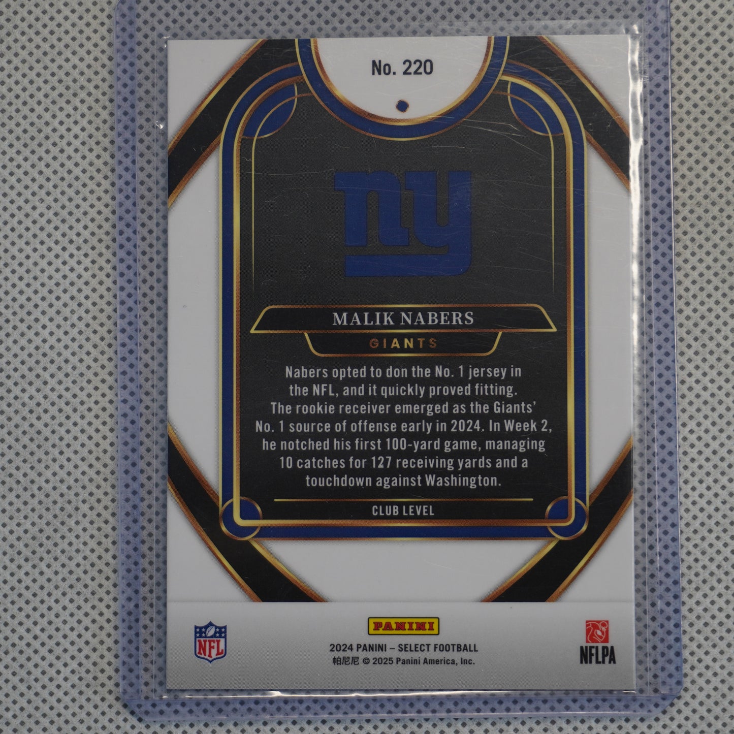 2024 Panini Select #220 Malik Nabers New York Giants RC