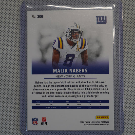 2024 Panini Prestige #306 Malik Nabers Blue Premium Xtra Points #/299 New York Giants SN,RC