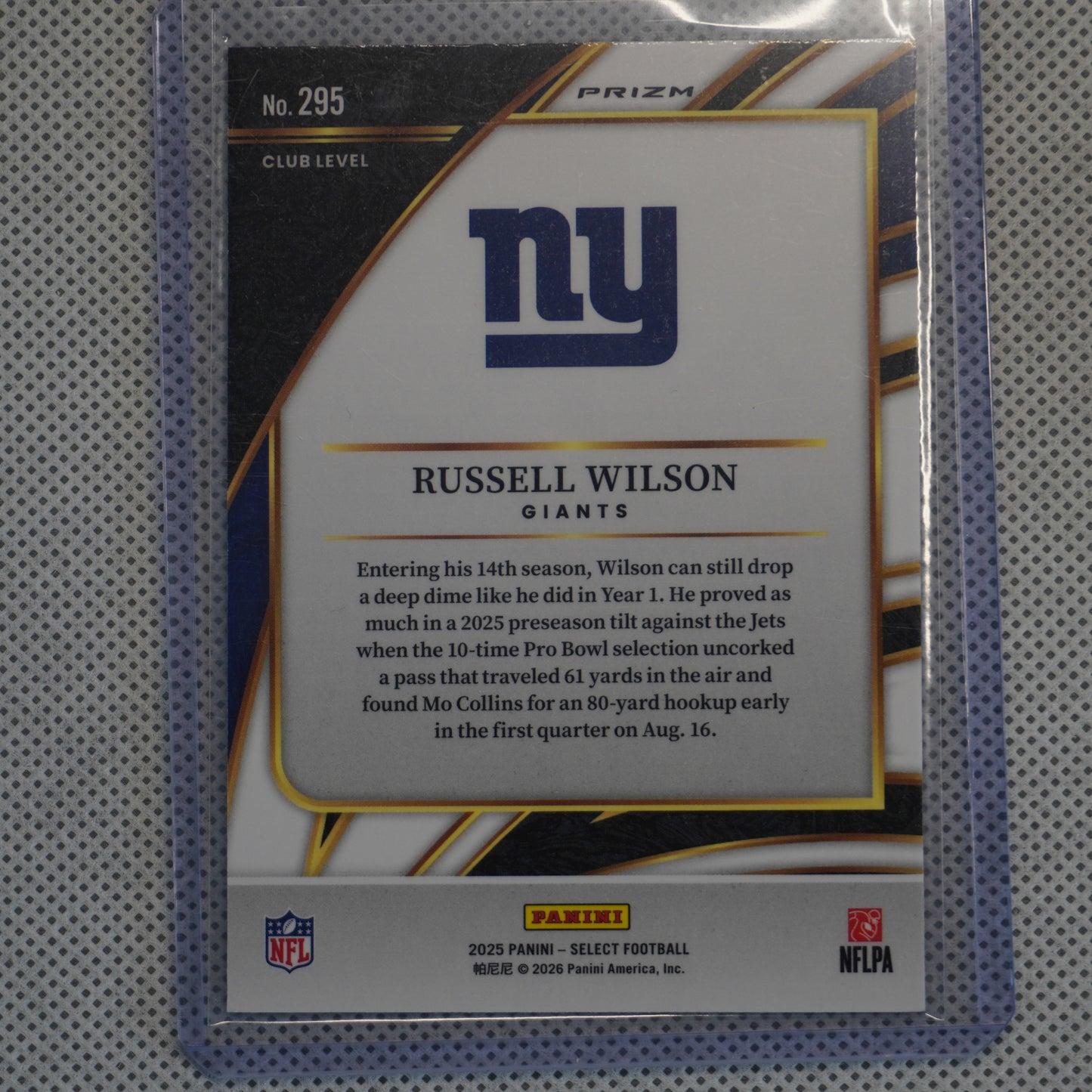 2025 Panini Select #295 Russell Wilson Pink Prizm Shock New York Giants