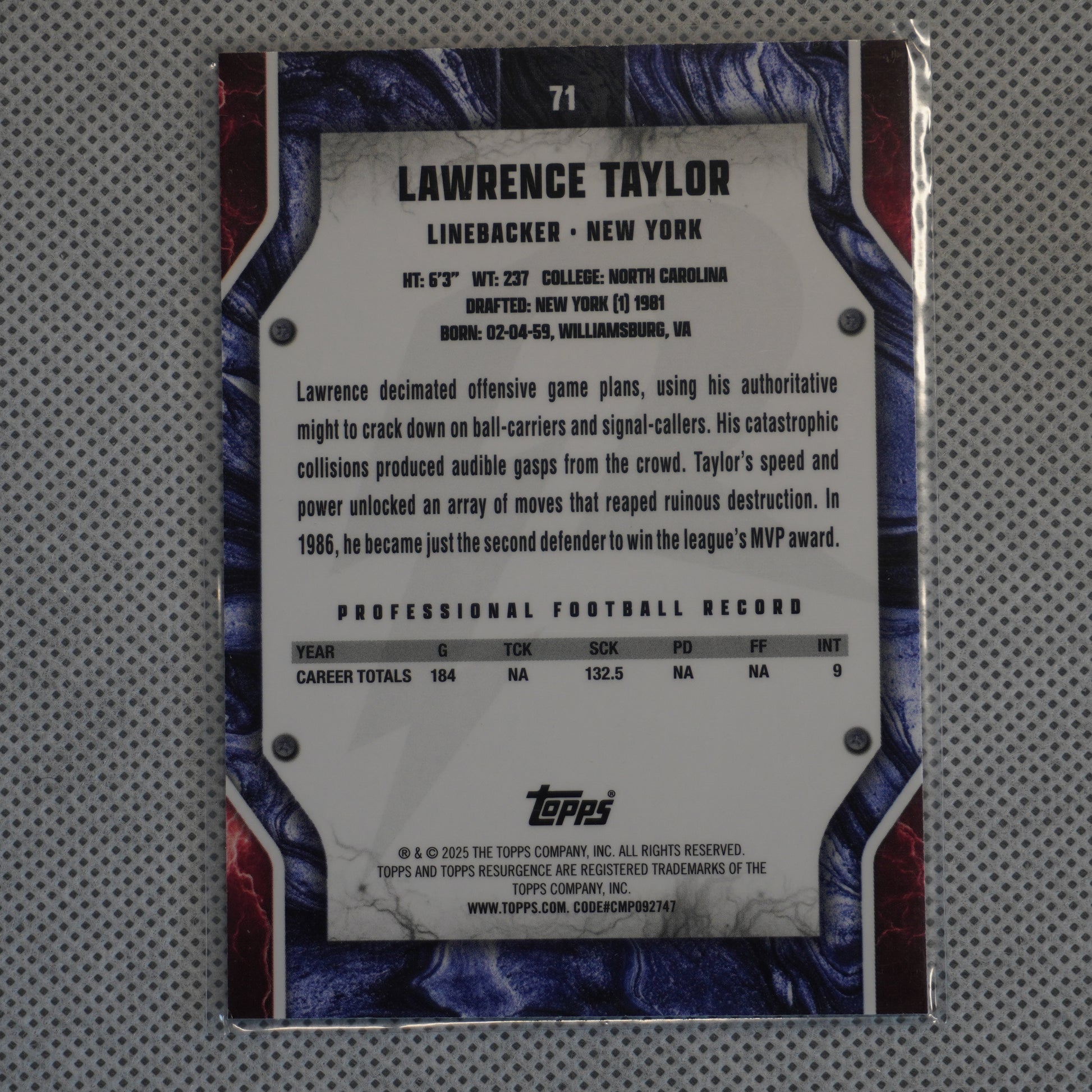 2024 Topps Resurgence #71 Lawrence Taylor New York Giants