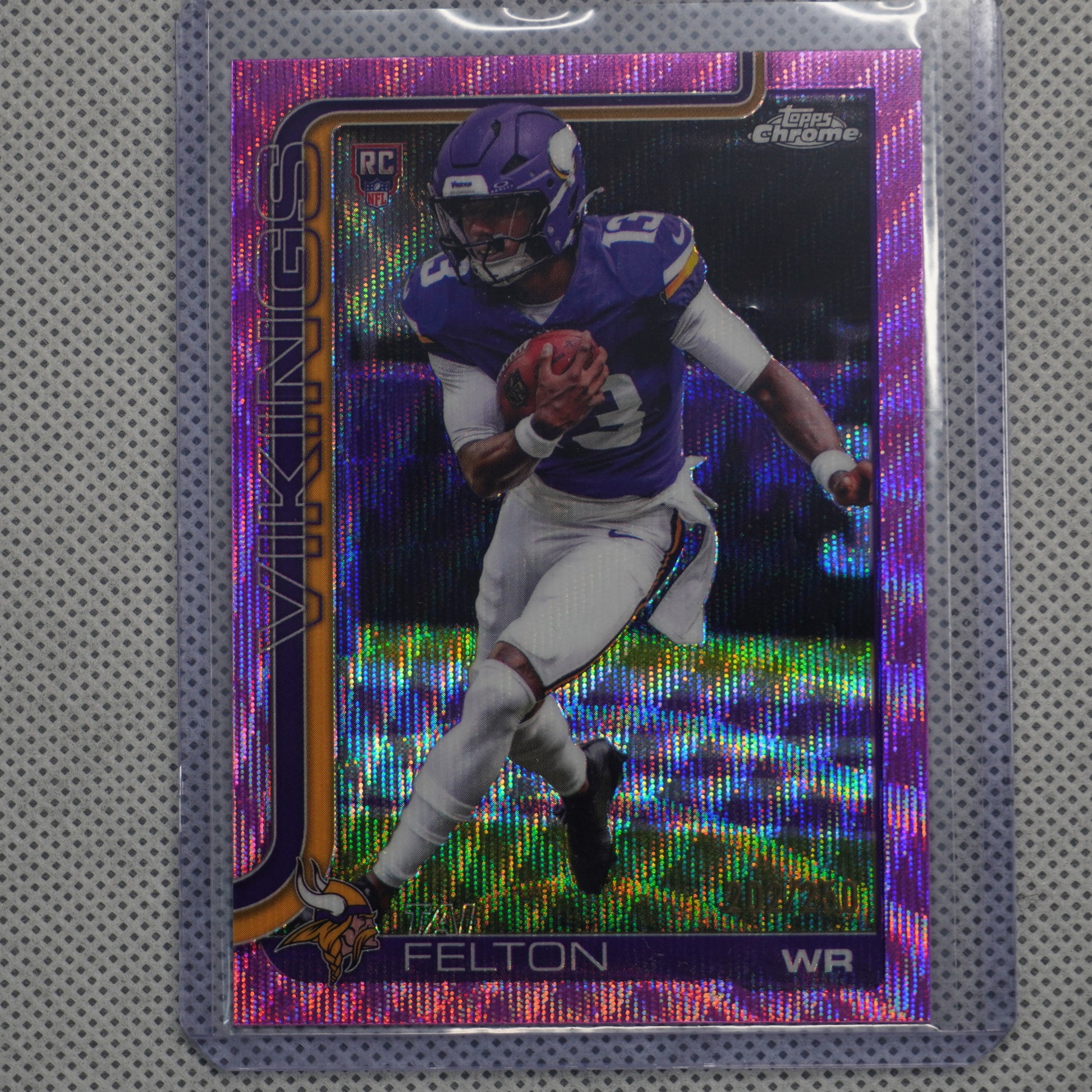 2025 Topps Chrome #395 Tai Felton Pink Wave Refractor #/250 Minnesota Vikings SN,RC