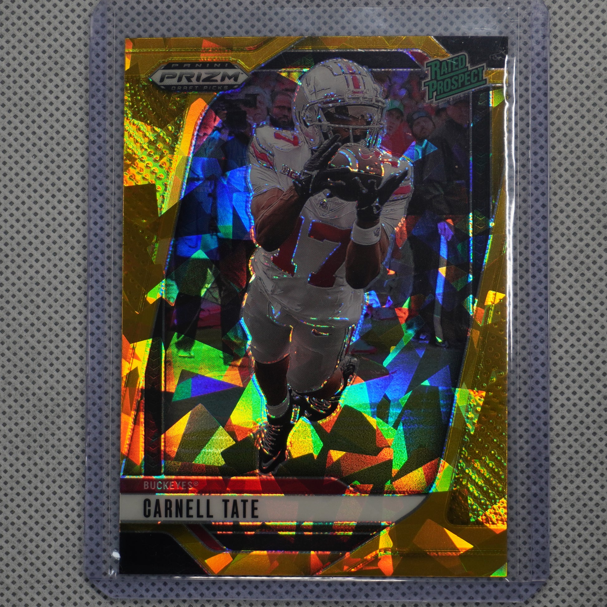 2025 Panini Prizm Draft Picks #68 Carnell Tate Prizms Gold Ice Ohio State Buckeyes