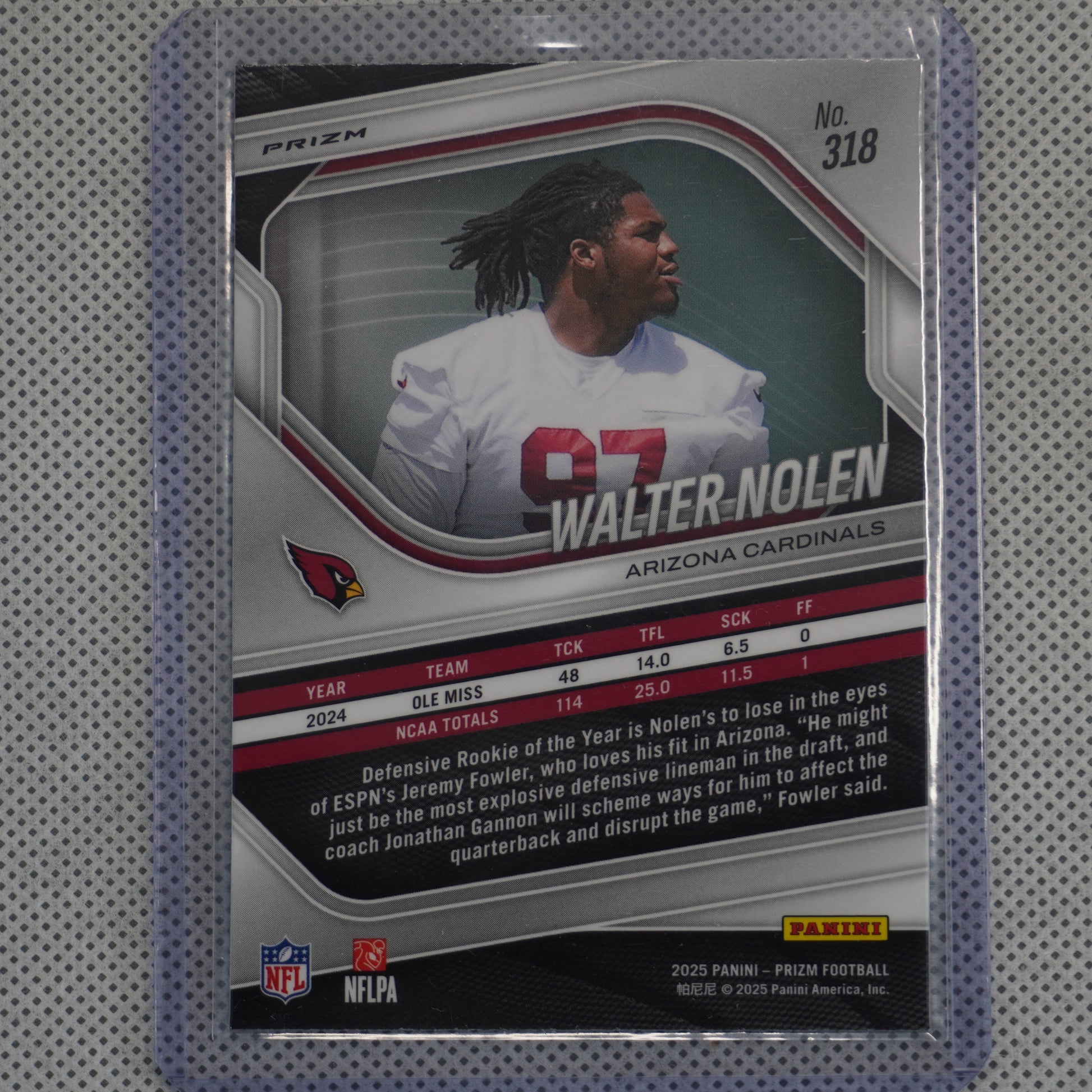 2025 Panini Prizm #318 Walter Nolen Neon Green Pulsar Arizona Cardinals