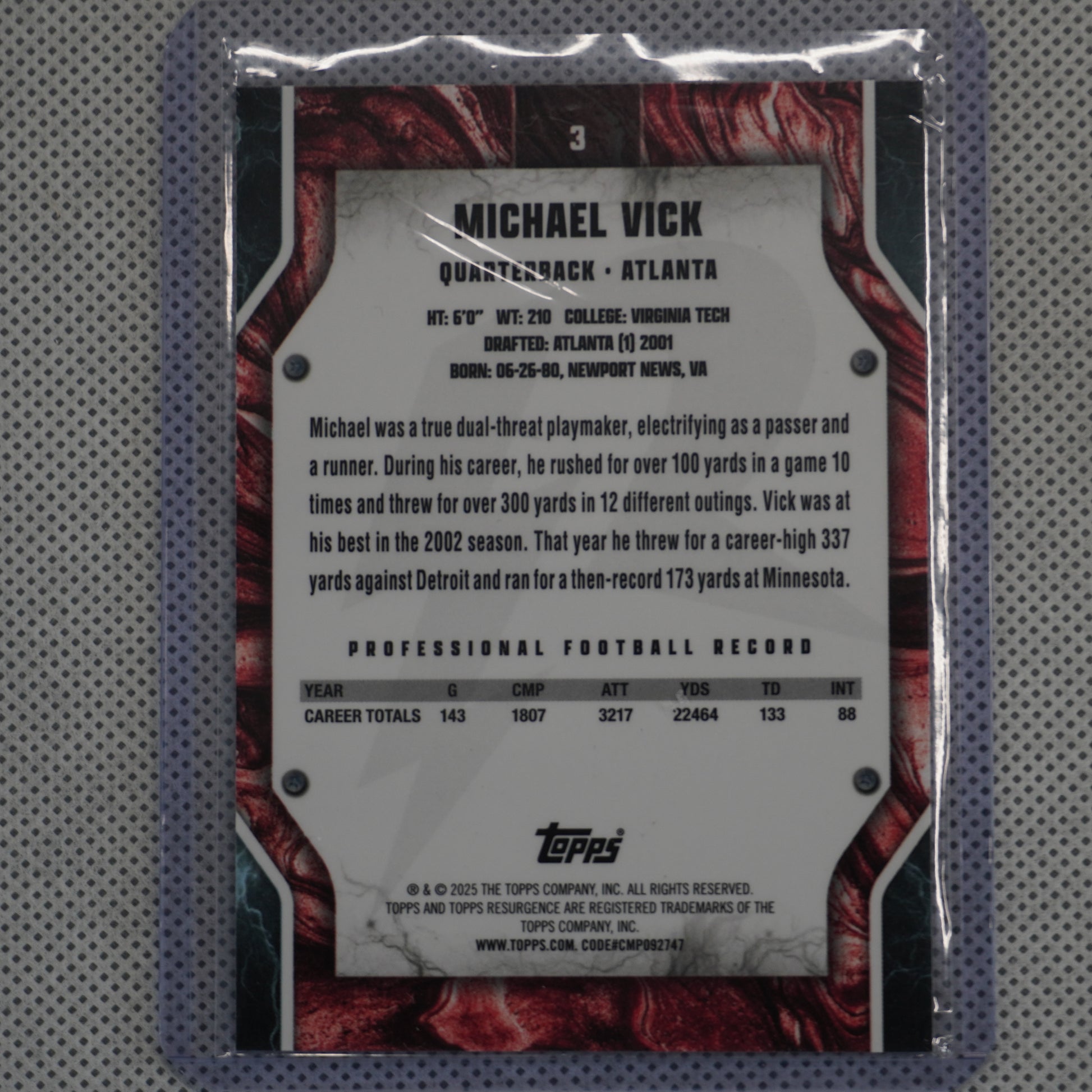 2024 Topps Resurgence #3 Michael Vick Blue & Orange Spark Atlanta Falcons