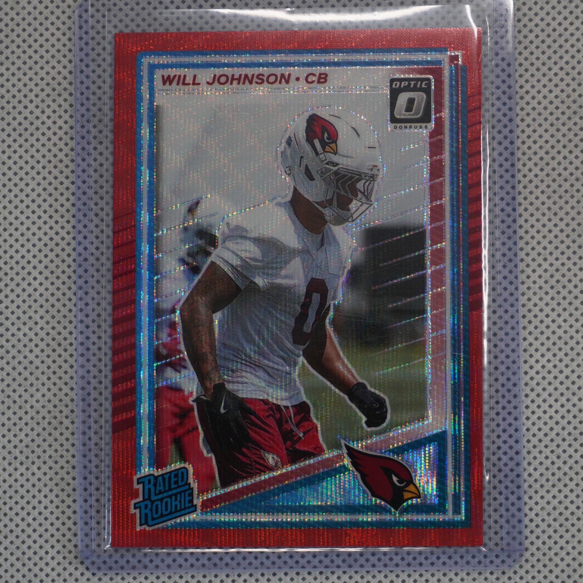 2025 Donruss #396 Will Johnson Optic Rated Rookies Preview Red Wave Arizona Cardinals RC