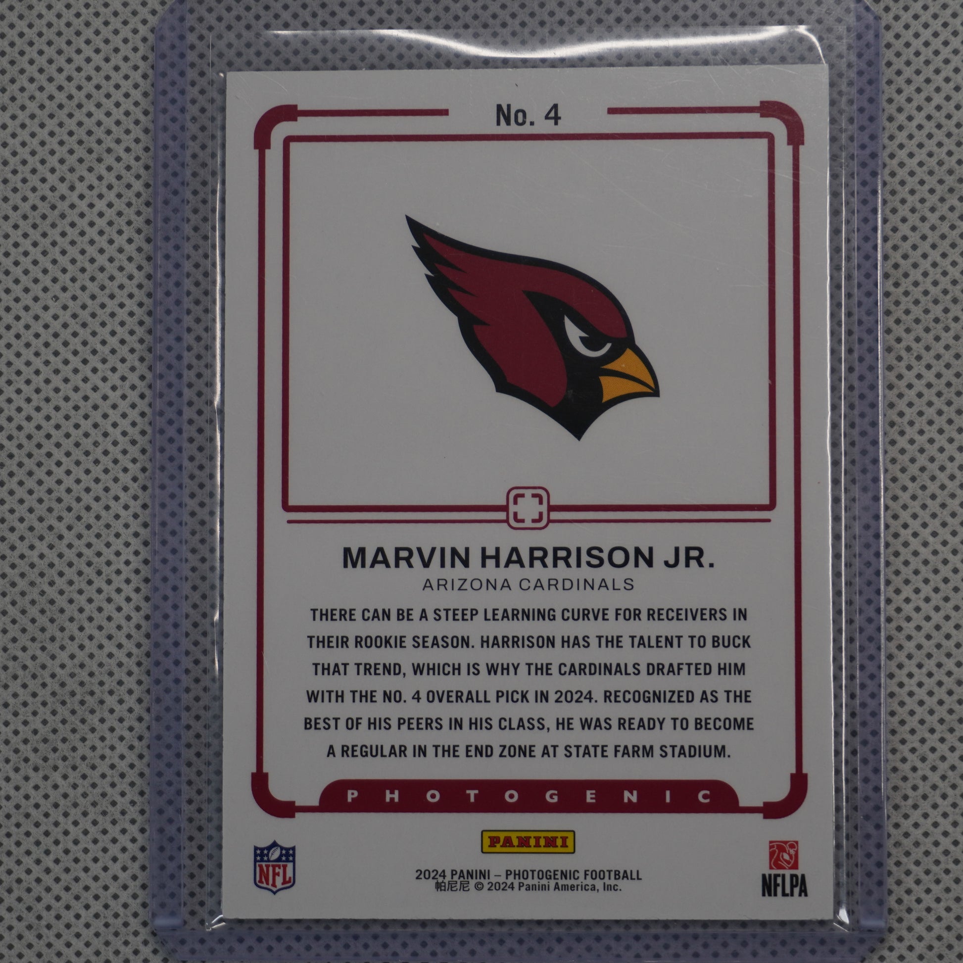 2024 Panini Photogenic #4 Marvin Harrison Jr. Draft Snapshots Arizona Cardinals