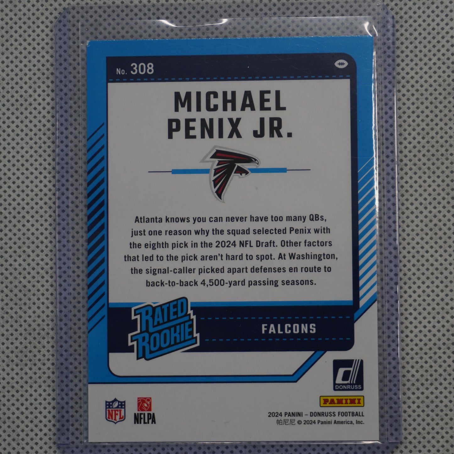 2024 Donruss #308 Michael Penix Jr. Press Proof Green Atlanta Falcons RC
