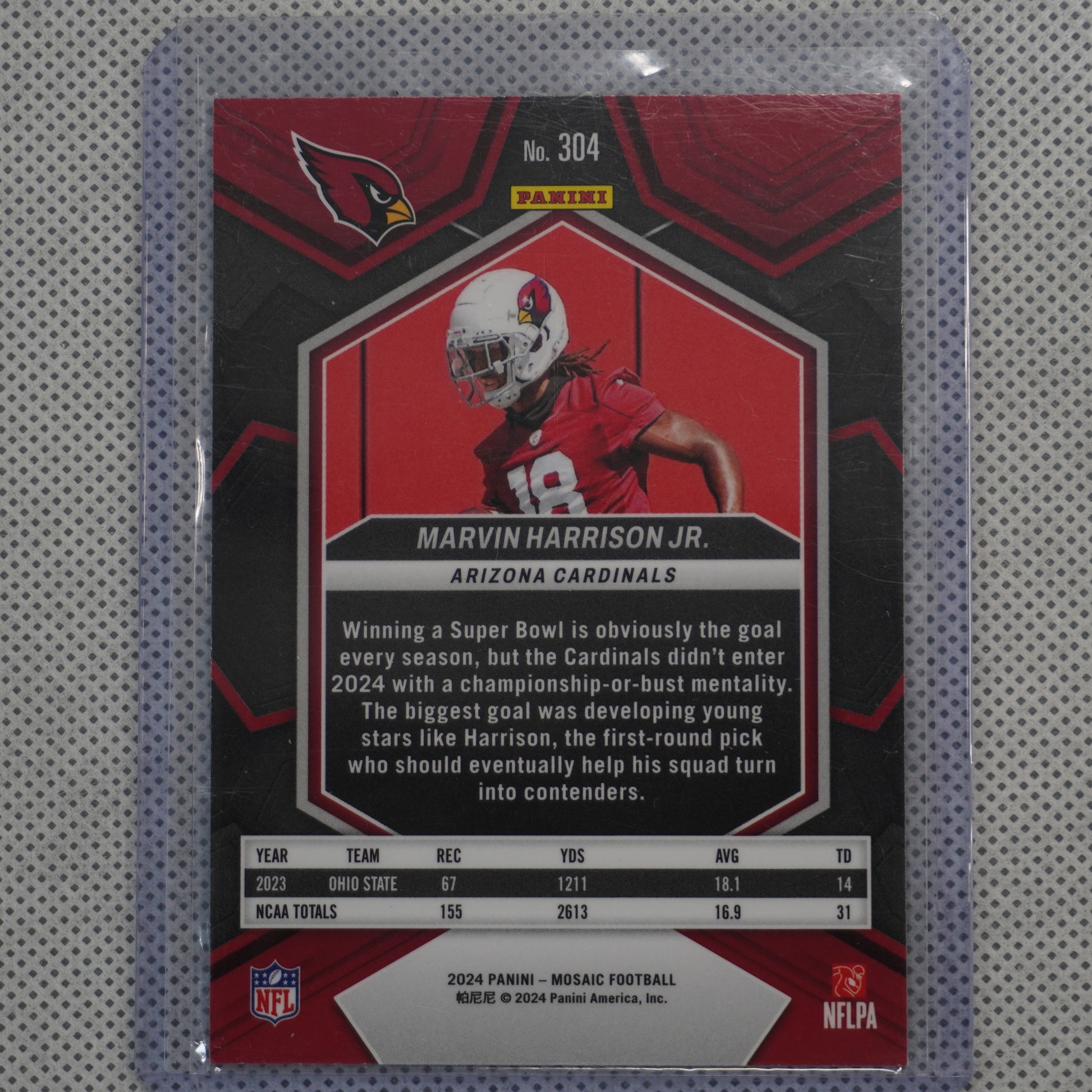 2024 Panini Mosaic #304 Marvin Harrison Jr. Arizona Cardinals RC
