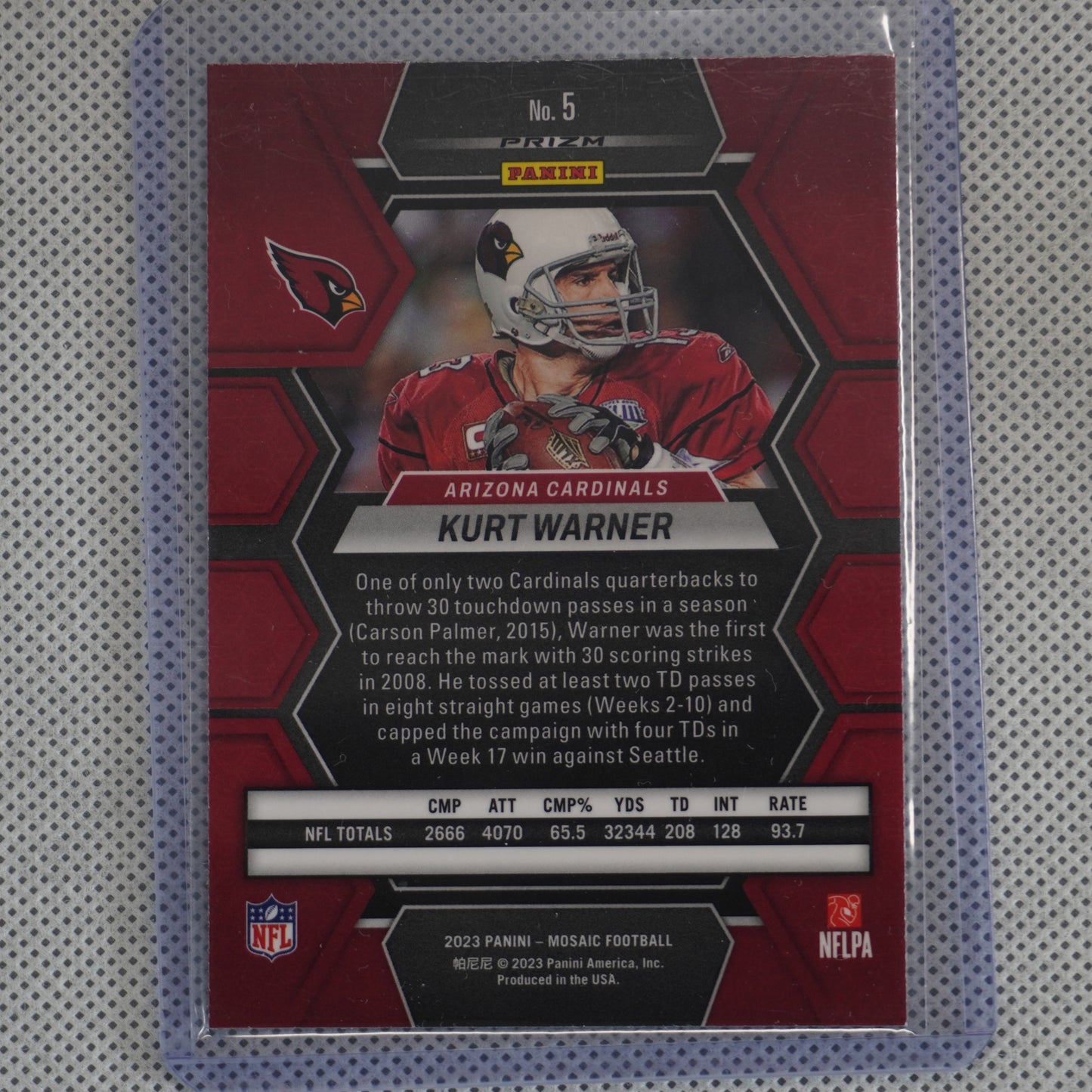 2023 Panini Mosaic #5 Kurt Warner Silver Arizona Cardinals