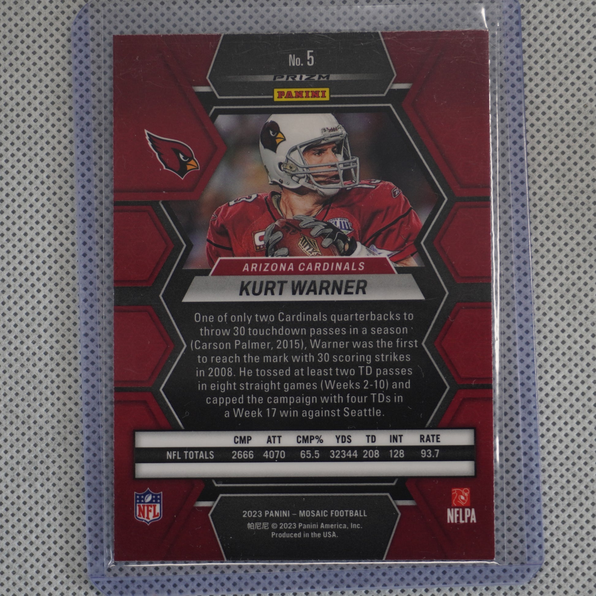 2023 Panini Mosaic #5 Kurt Warner Silver Arizona Cardinals