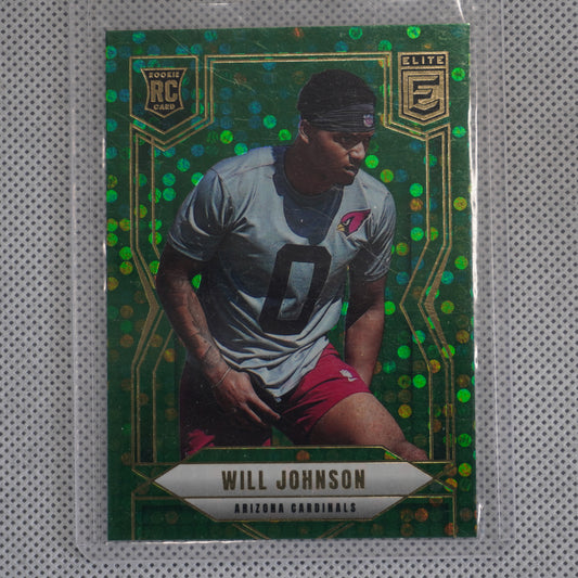2025 Donruss Elite #115 Will Johnson Green Disco Arizona Cardinals RC