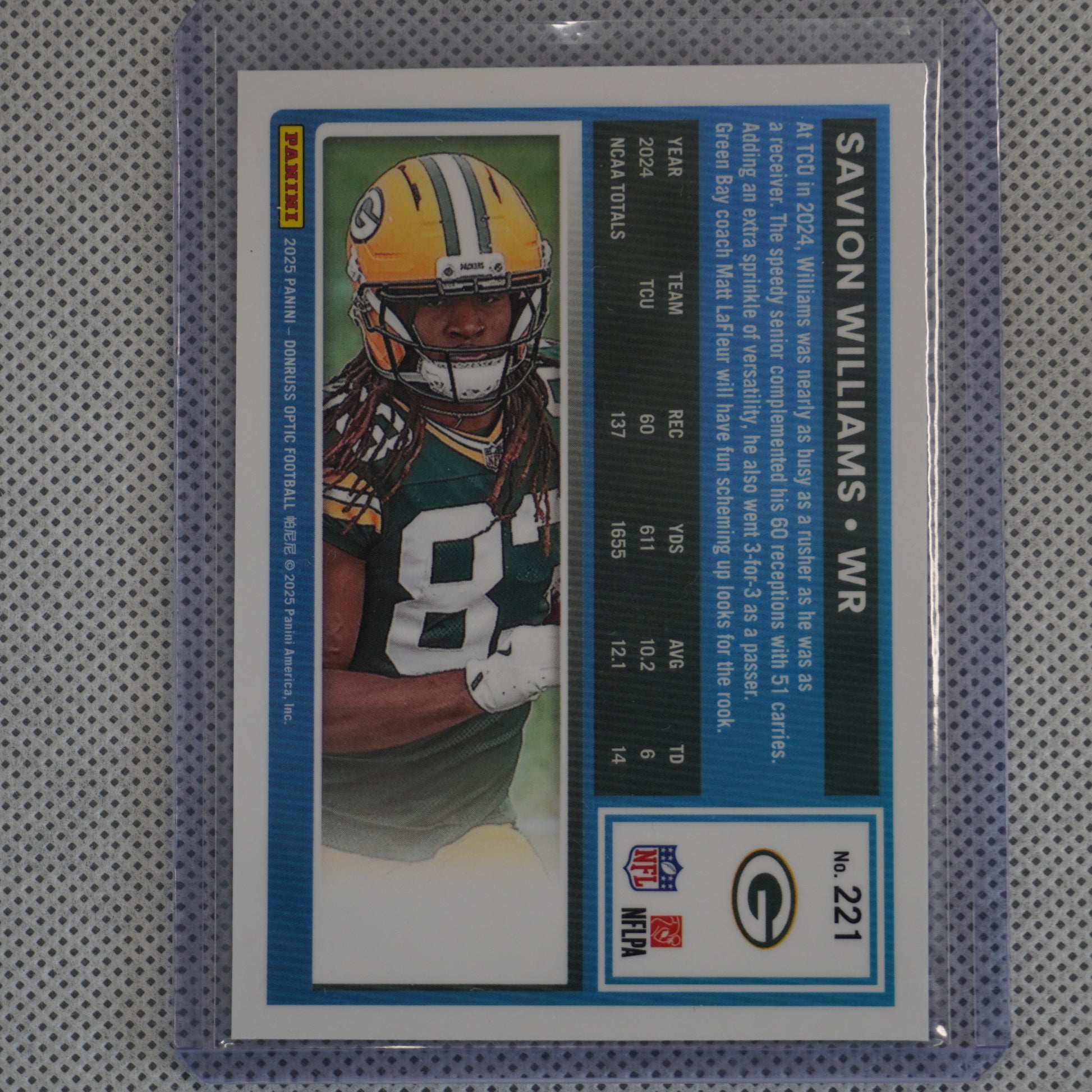 2025 Donruss Optic #221 Savion Williams Green Bay Packers RC