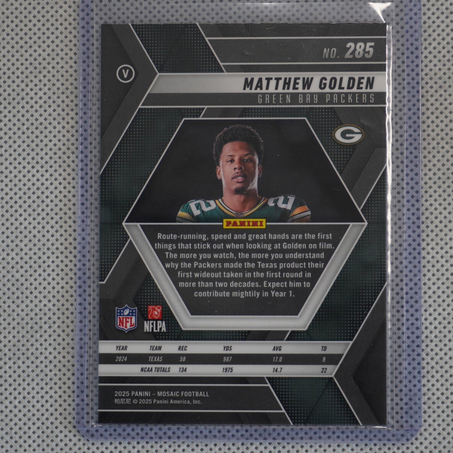 2025 Panini Mosaic #285 Matthew Golden Variation Green Bay Packers RC