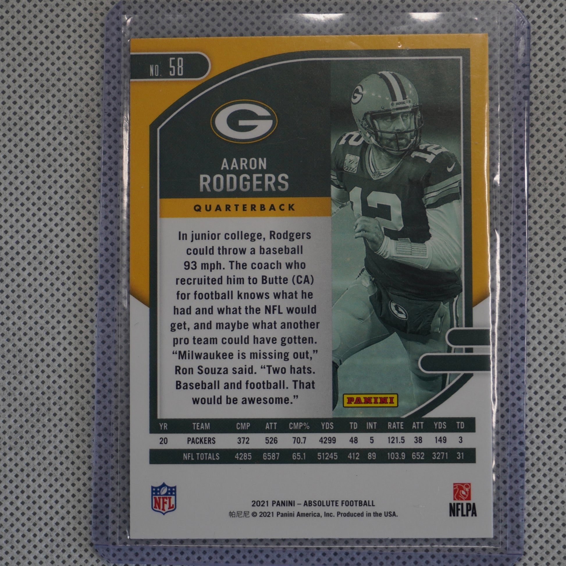 2021 Panini Absolute - Green #58 Aaron Rodgers Green Bay Packers
