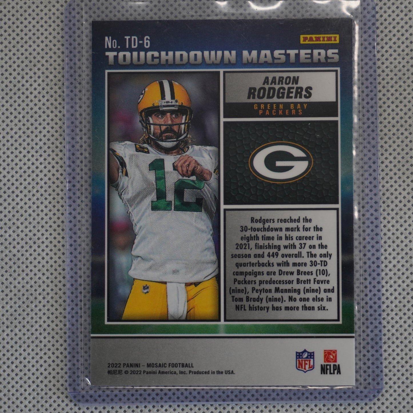 2022 Panini Mosaic #TD-6 Aaron Rodgers Touchdown Masters Green Bay Packers