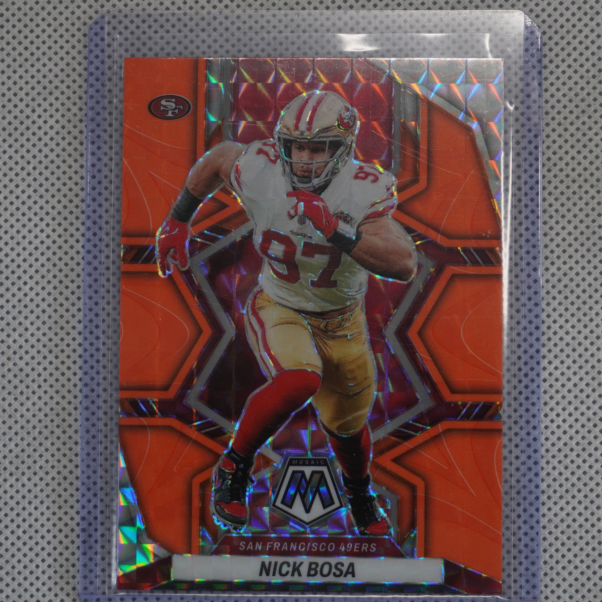 2022 Panini Mosaic #180 Nick Bosa Mosaic Reactive Orange San Francisco 49ers