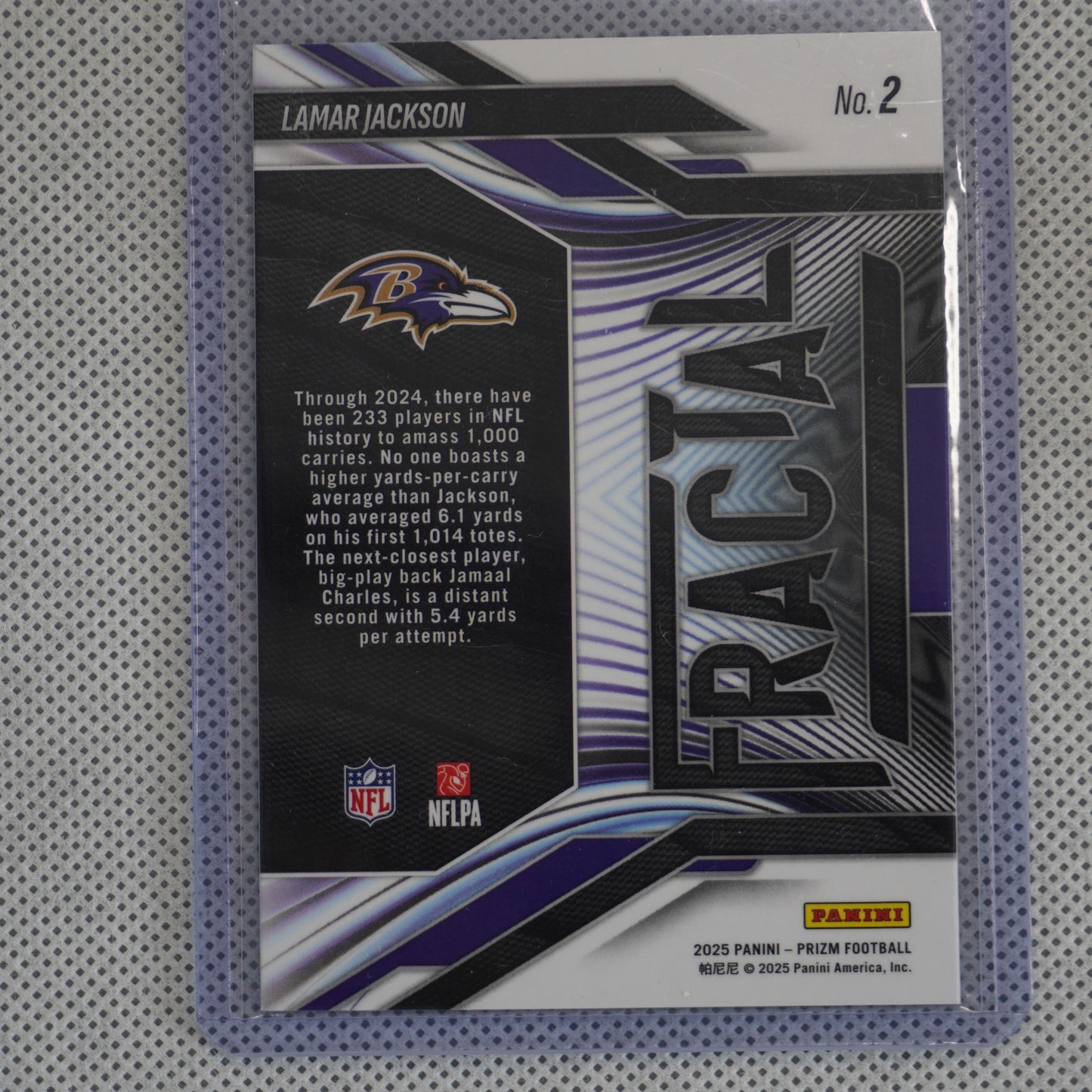 2025 Panini Prizm #2 Lamar Jackson Fractal Baltimore Ravens