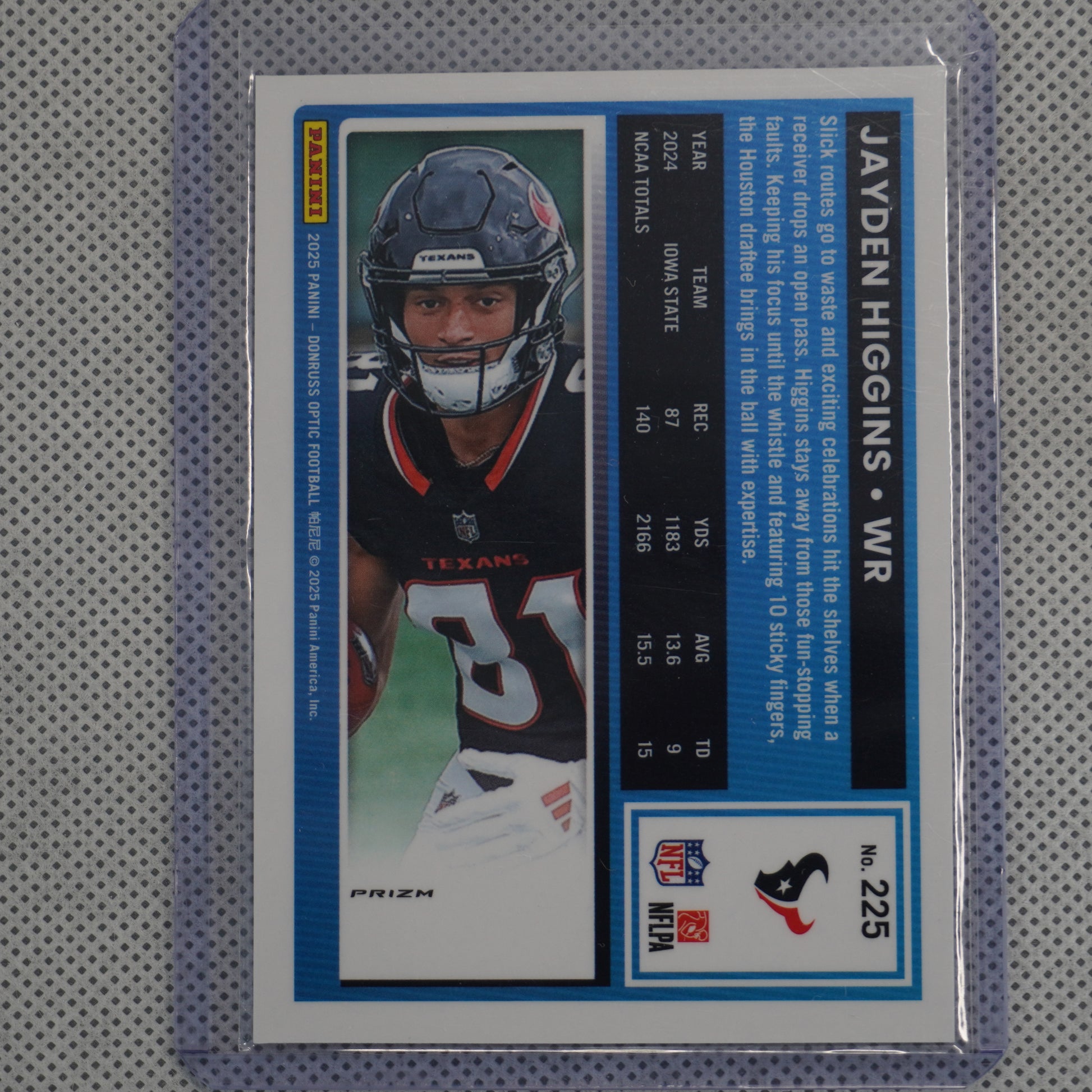 2025 Donruss Optic #225 Jayden Higgins Holo Houston Texans RC