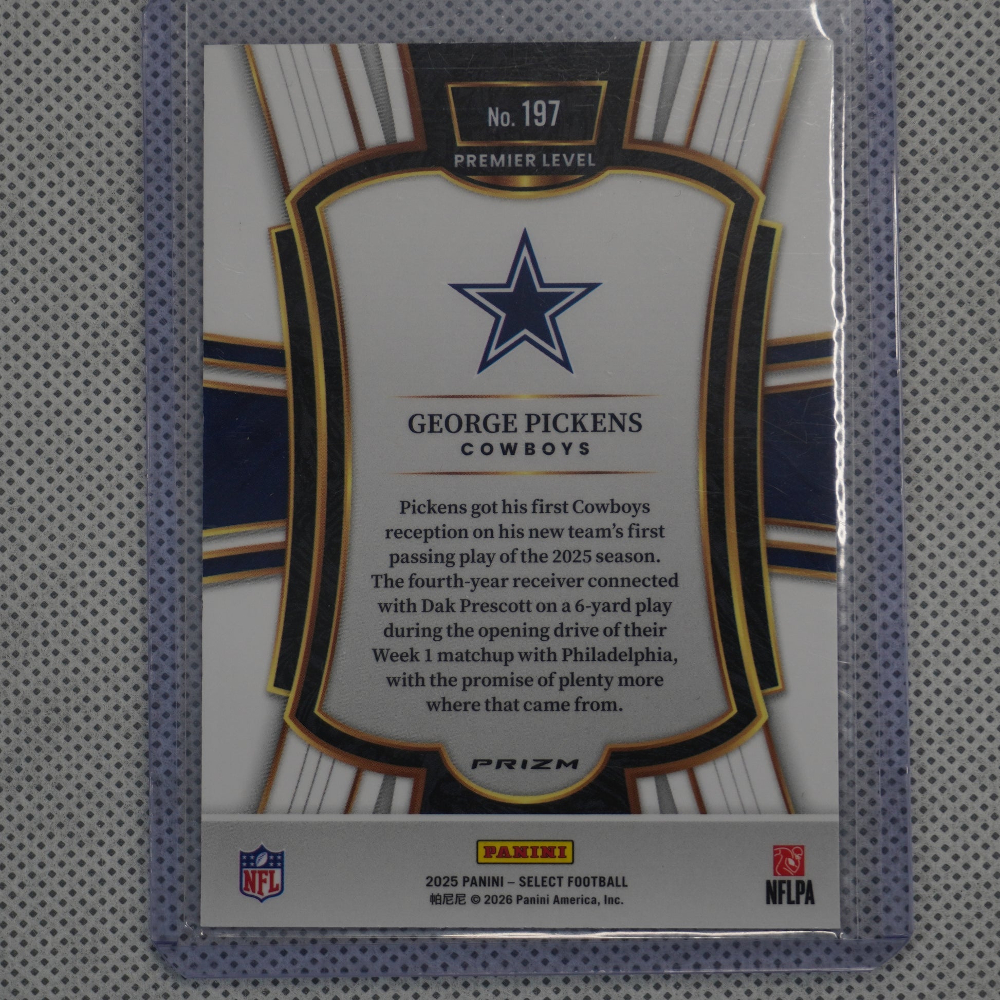 2025 Panini Select #197 George Pickens Pink Prizm Shock Dallas Cowboys