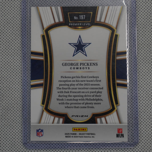 2025 Panini Select #197 George Pickens Pink Prizm Shock Dallas Cowboys