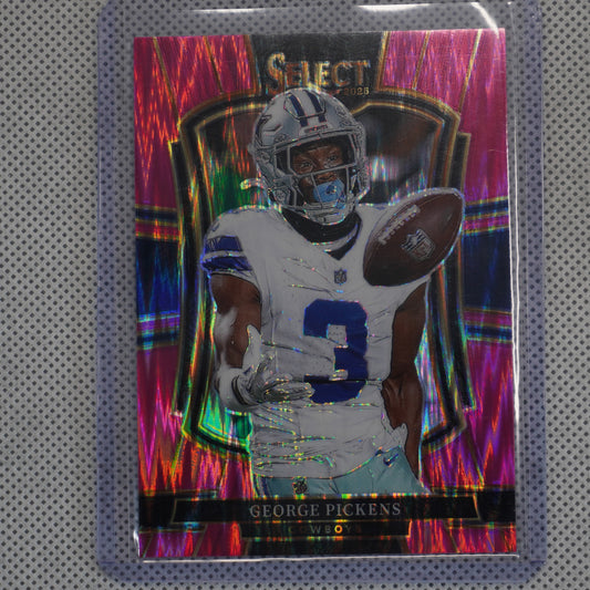2025 Panini Select #197 George Pickens Pink Prizm Shock Dallas Cowboys