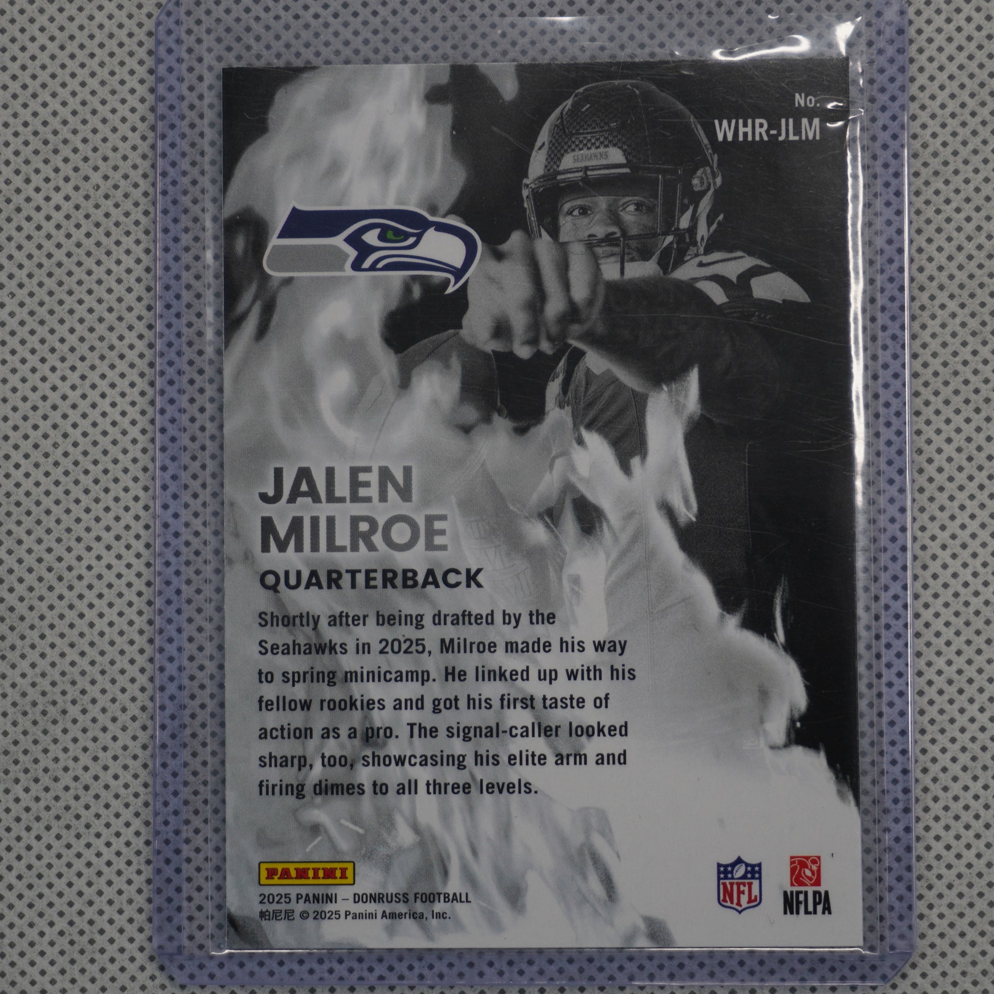 2025 Donruss #WHR-JLM Jalen Milroe White Hot Rookies Seattle Seahawks