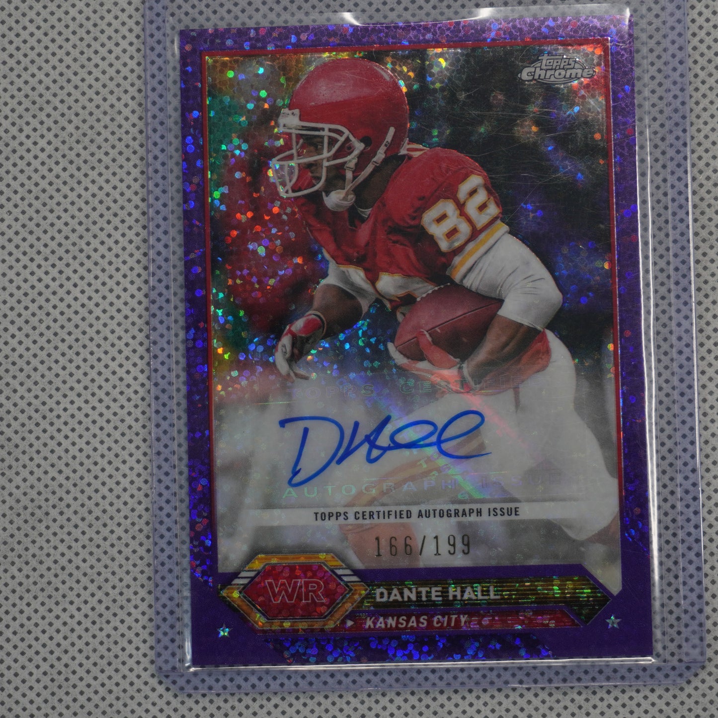 2023 Topps Composite #TCA-DHAL Dante Hall Topps Chrome Autographs Purple Speckle #/199 Kansas City Chiefs SN,AU
