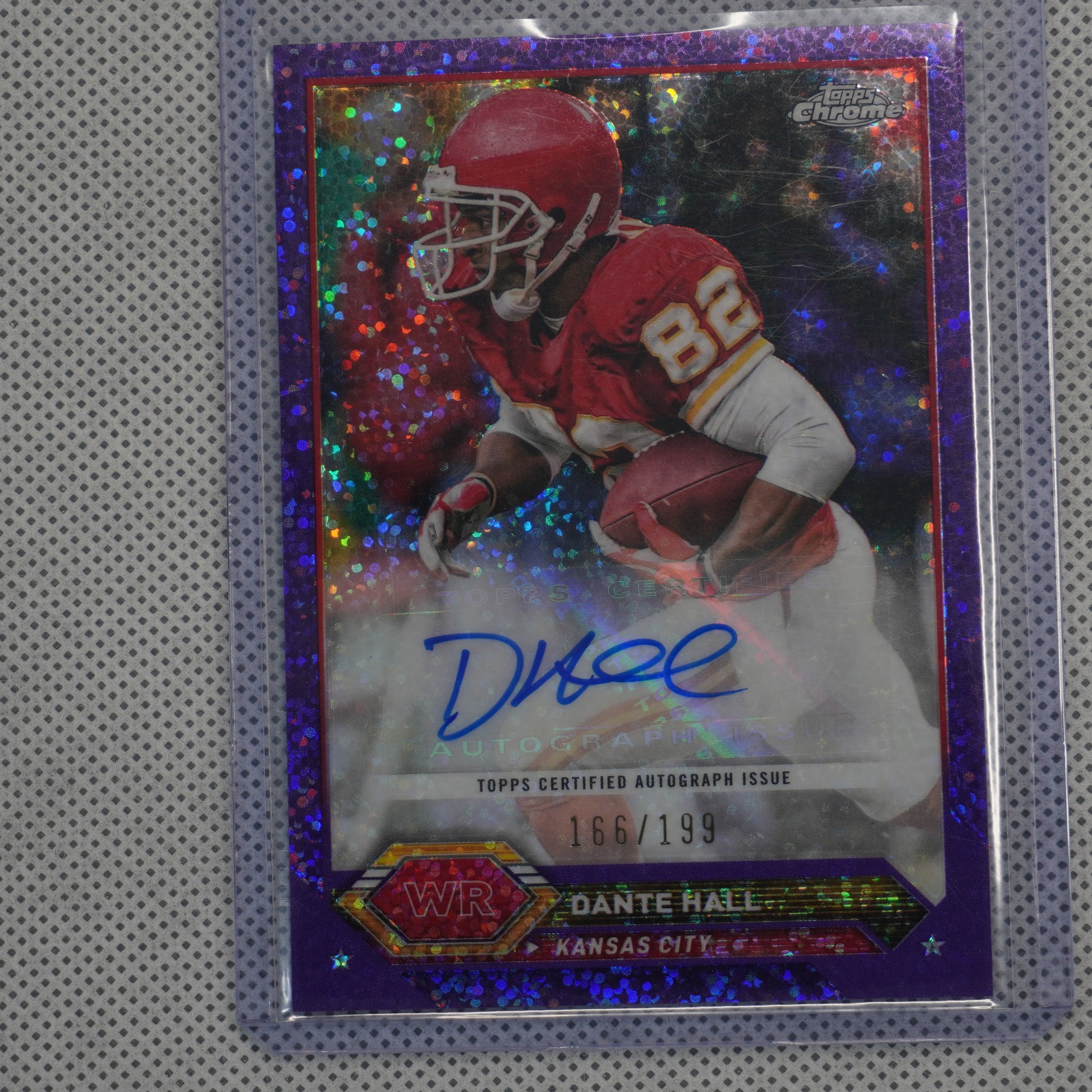 2023 Topps Composite #TCA-DHAL Dante Hall Topps Chrome Autographs Purple Speckle #/199 Kansas City Chiefs SN,AU