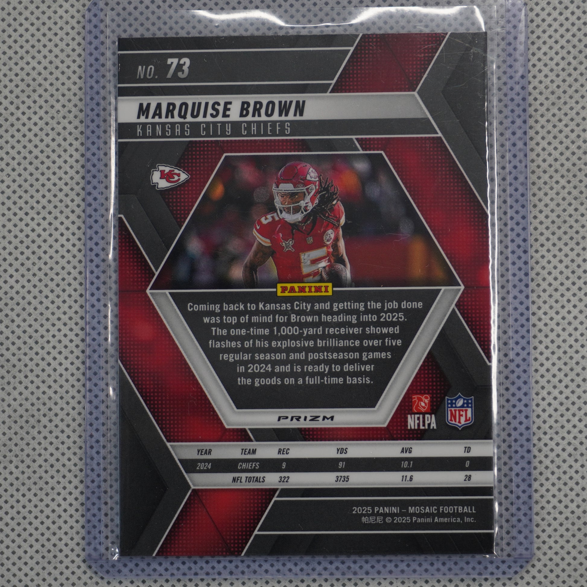 2025 Panini Mosaic #73 Marquise Brown Silver Kansas City Chiefs