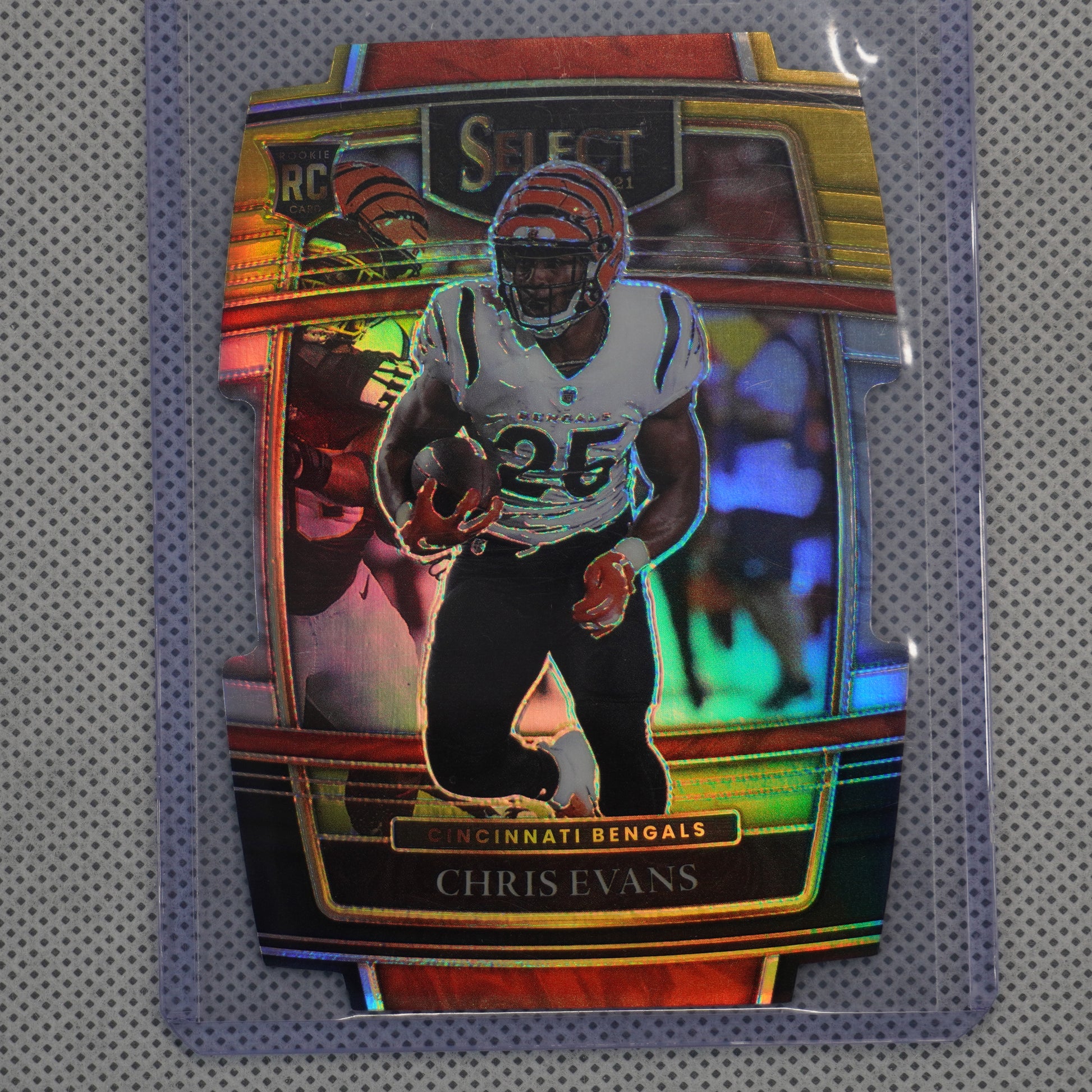 2021 Panini Select #96 Chris Evans Red and Yellow Prizm Die Cut Cincinnati Bengals RC