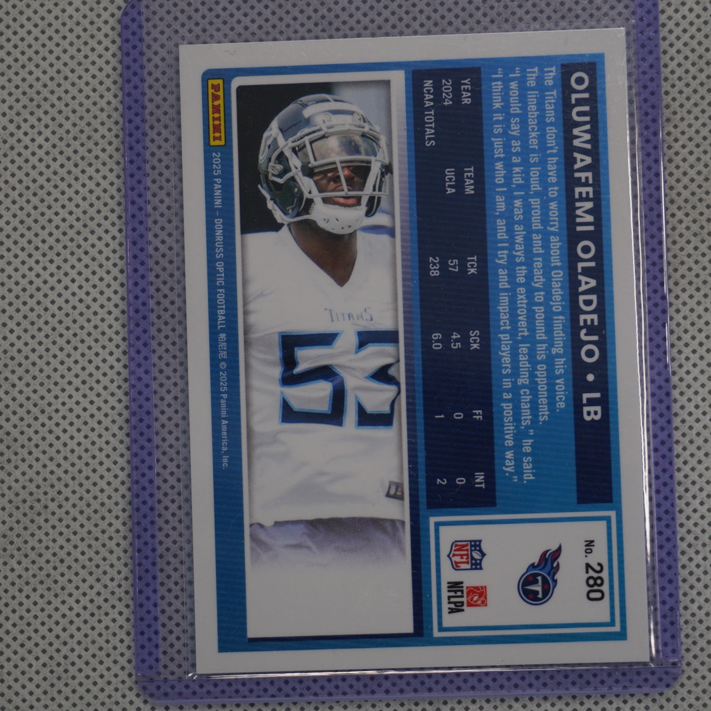 2025 Donruss Optic #280 Oluwafemi Oladejo Tennessee Titans RC