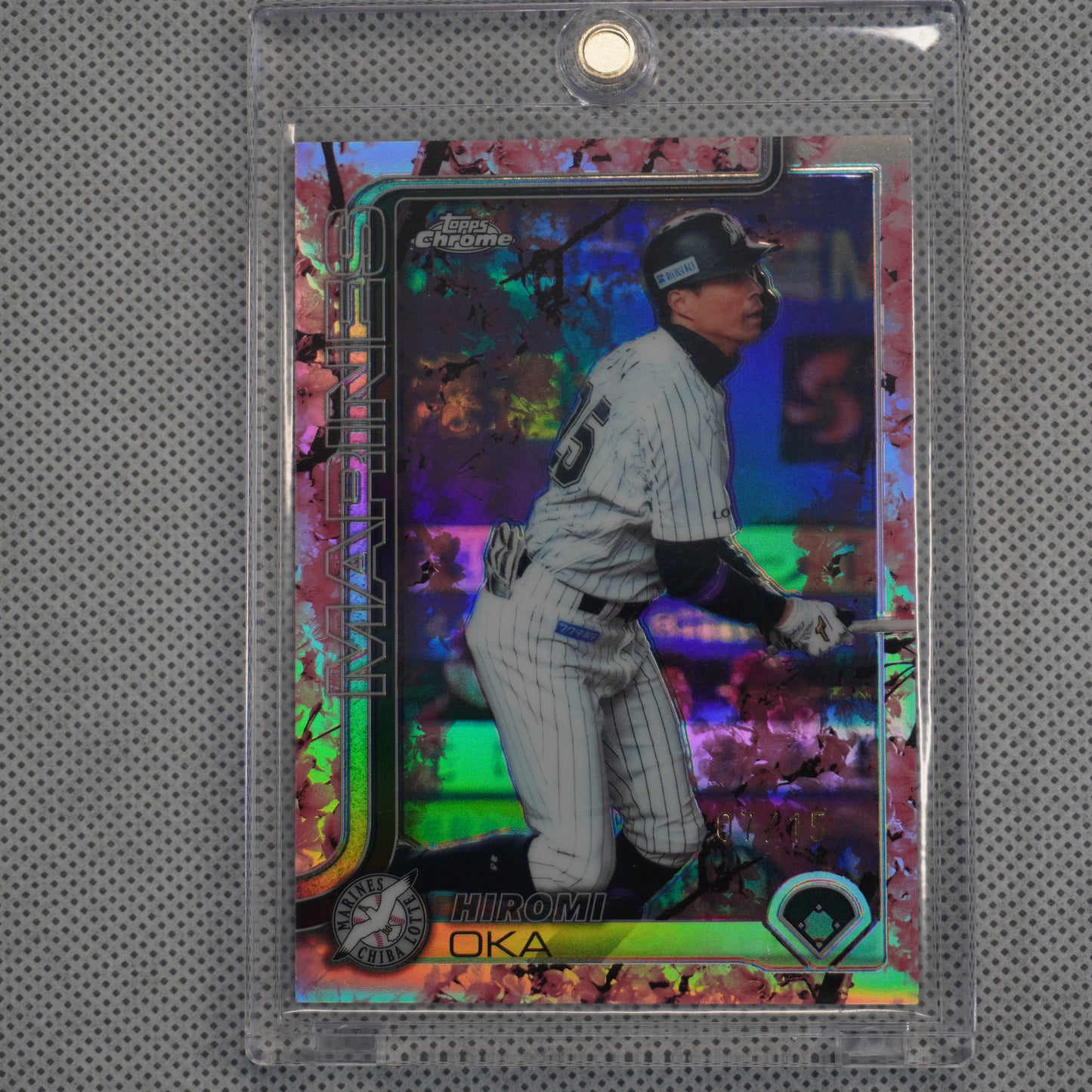 2025 Topps Chrome NPB #45 Hiromi Oka Sakura Refractor #/15 Chiba Lotte Marines SN