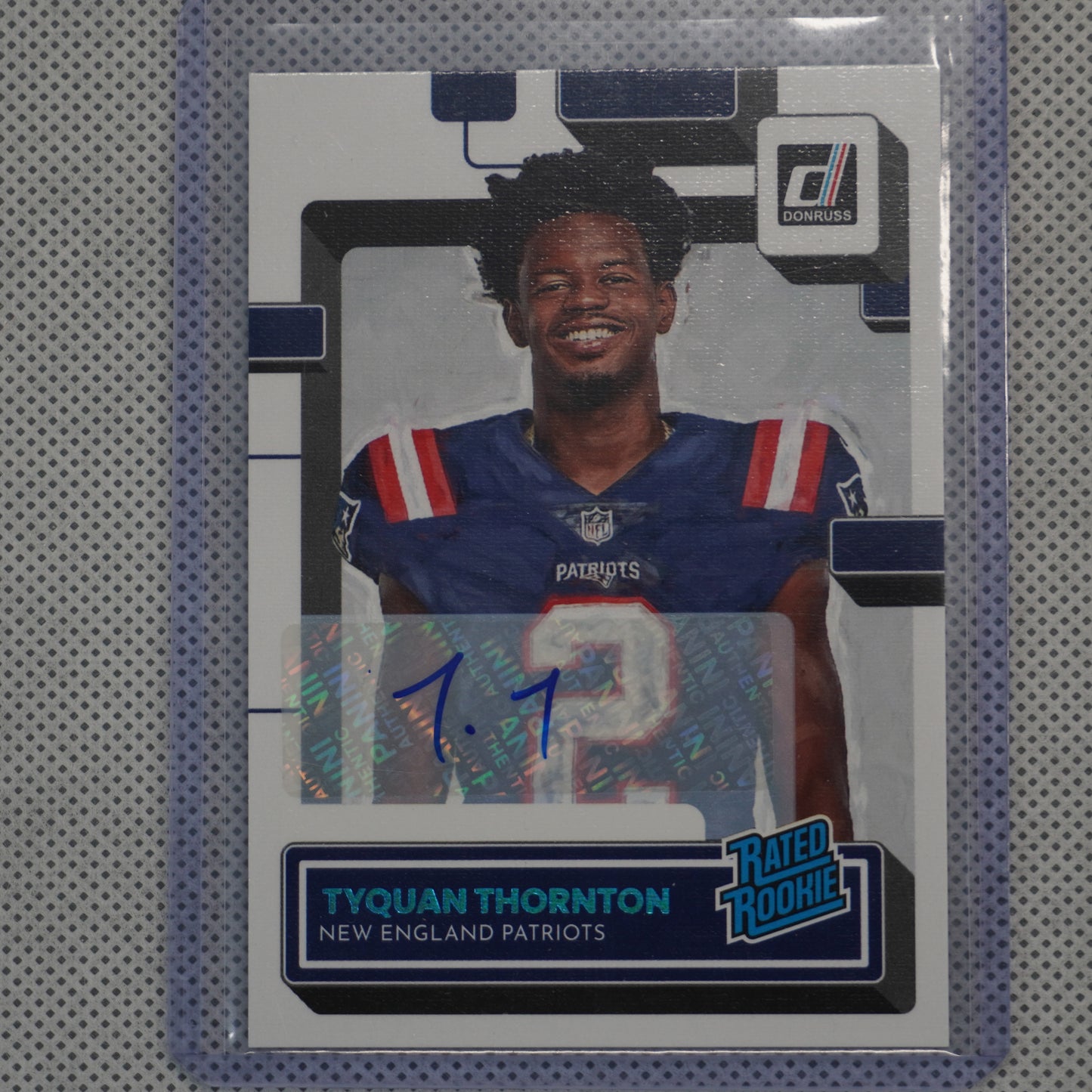2022 Donruss #322 Tyquan Thornton Rated Rookies Portrait Autographs #/49 New England Patriots SN,RC,AU