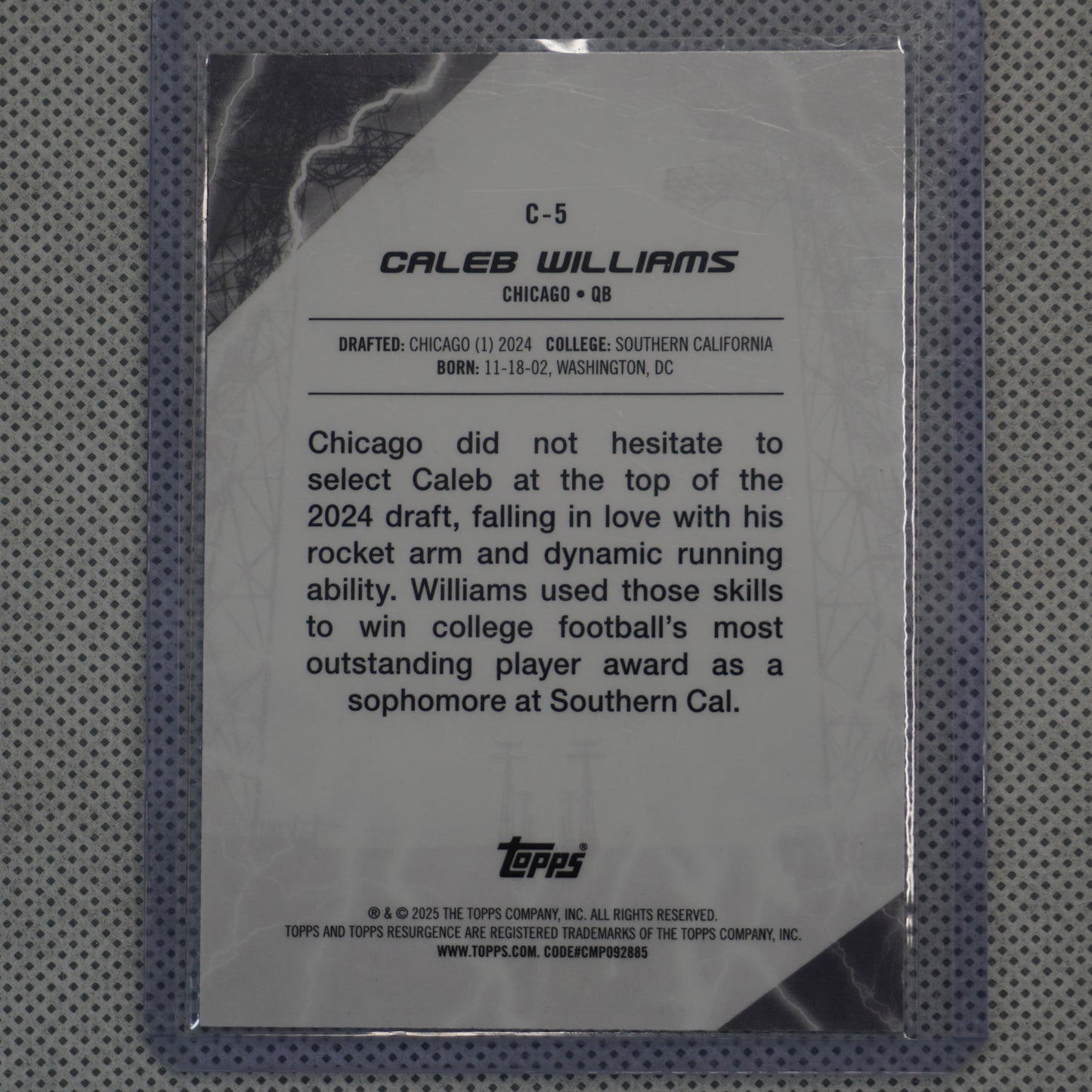 2024 Topps Resurgence #C-5 Caleb Williams Conductors Chicago Bears