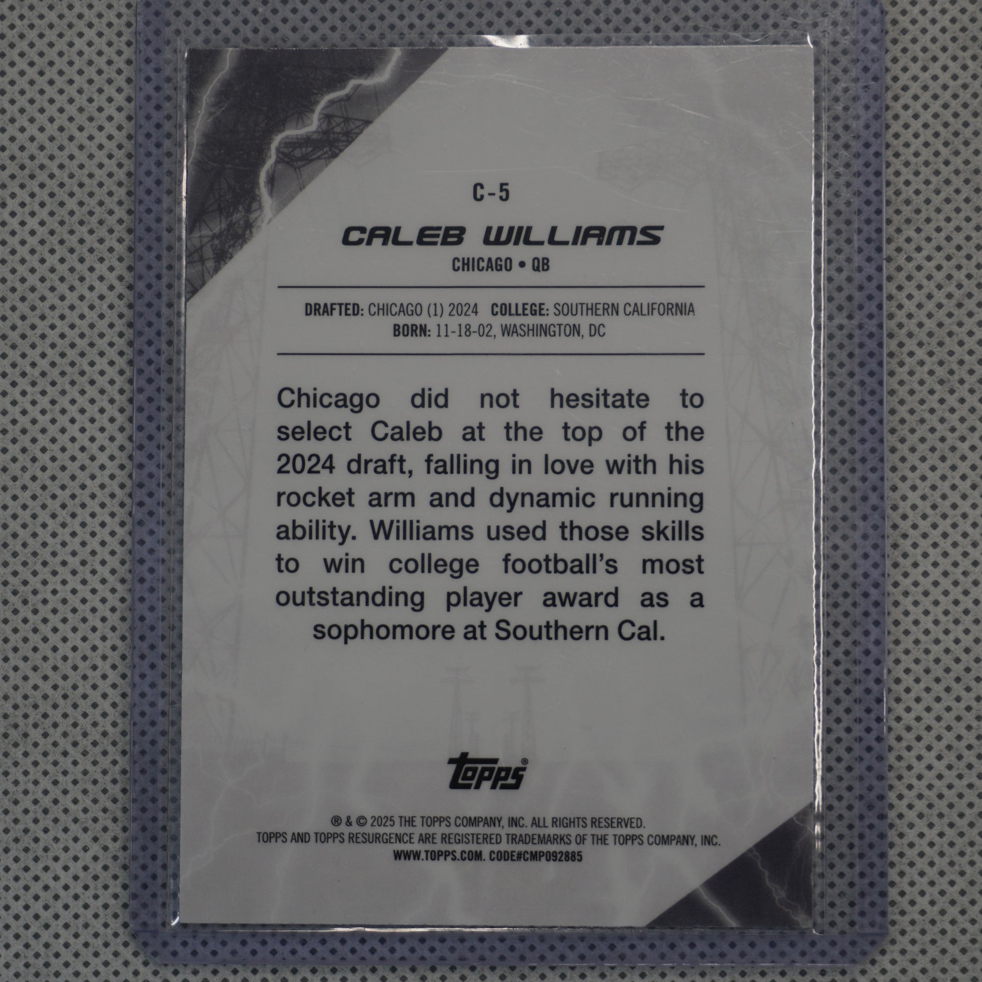 2024 Topps Resurgence #C-5 Caleb Williams Conductors Chicago Bears
