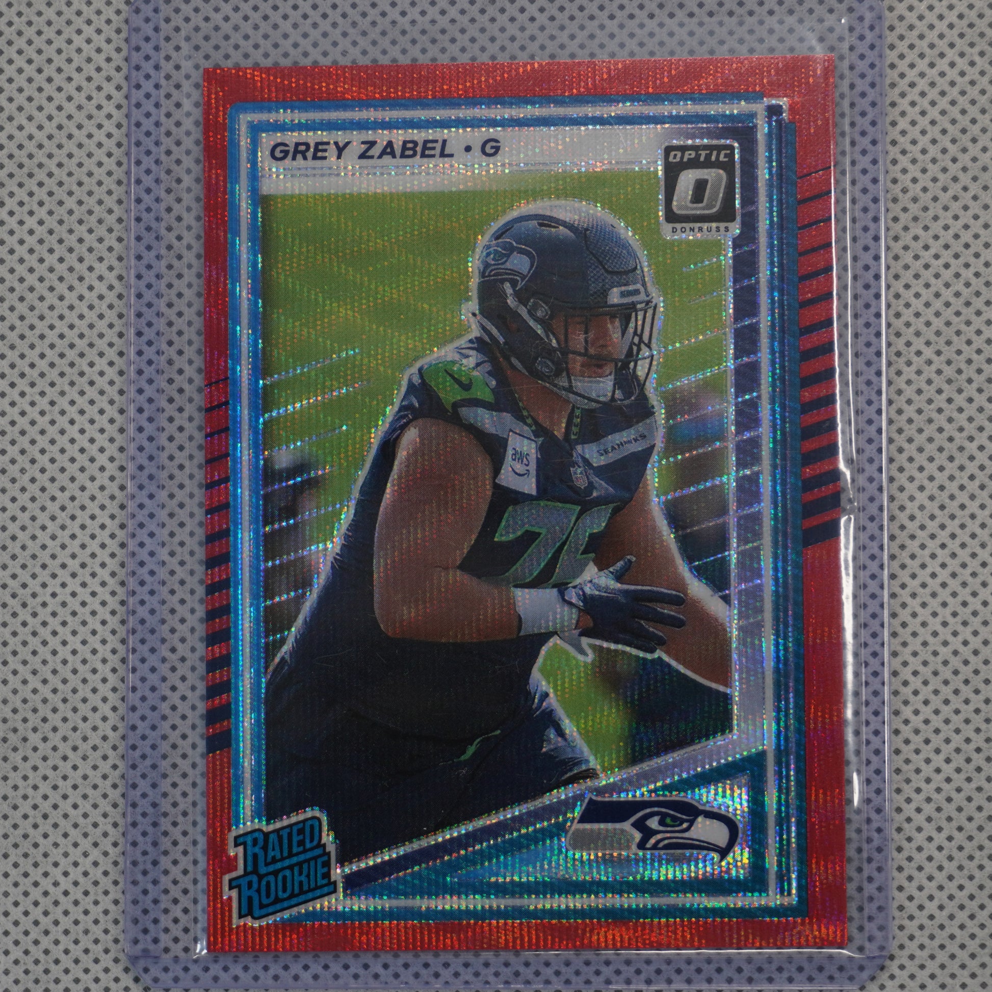 2025 Donruss #366 Grey Zabel Optic Rated Rookies Preview Red Wave Seattle Seahawks RC