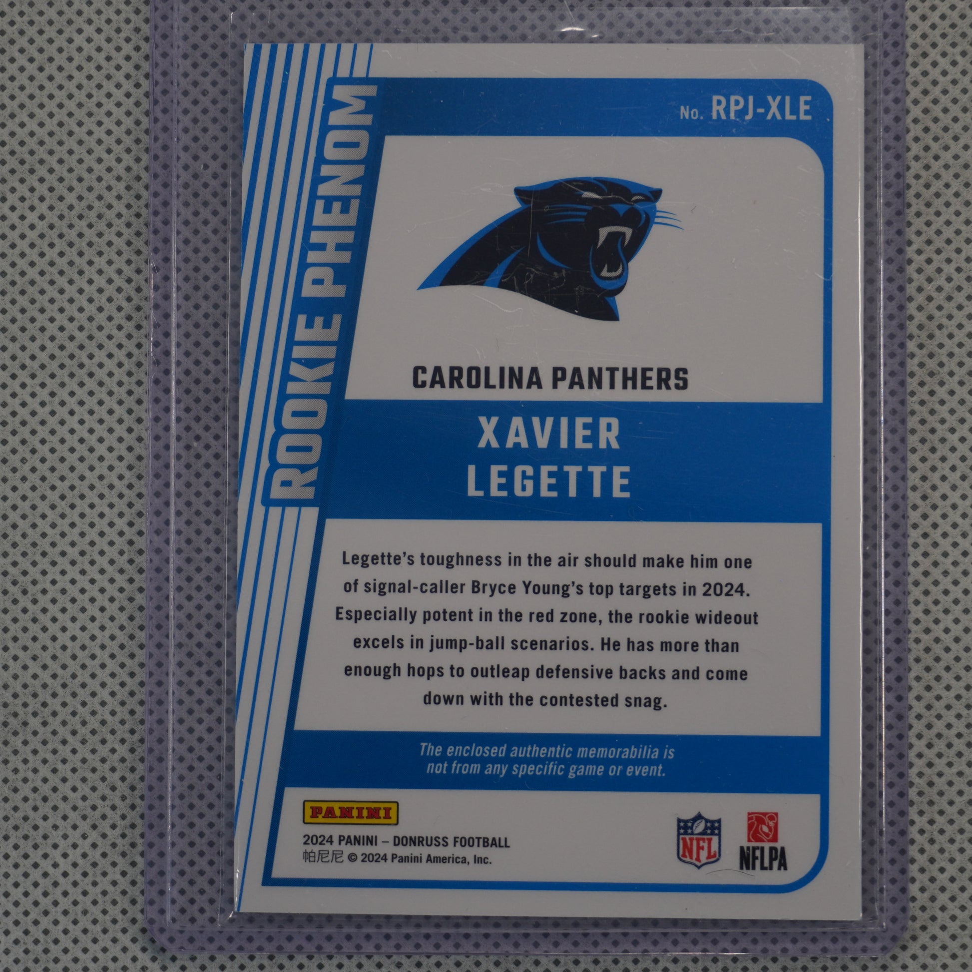 2024 Donruss #RPJ-JSA Ja'Tavion Sanders Rookie Phenom Jerseys Carolina Panthers MEM