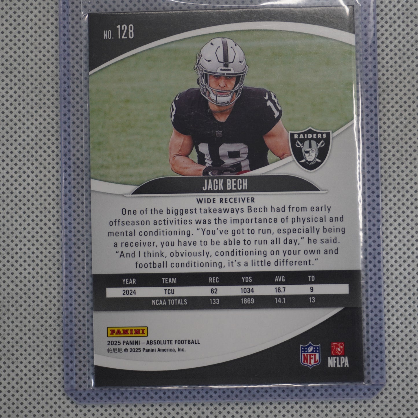2025 Panini Absolute #128 Jack Bech Retail Las Vegas Raiders RC