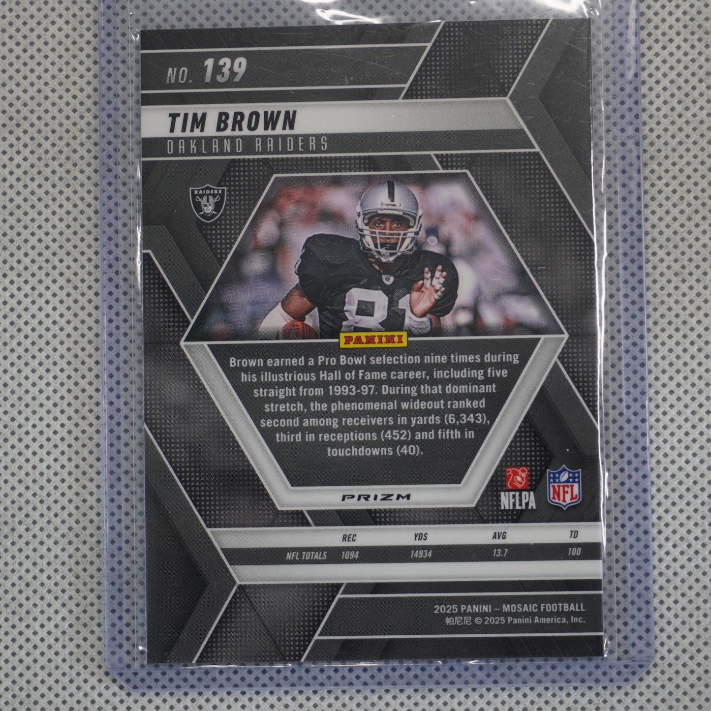 2025 Panini Mosaic #139 Tim Brown Oakland Raiders